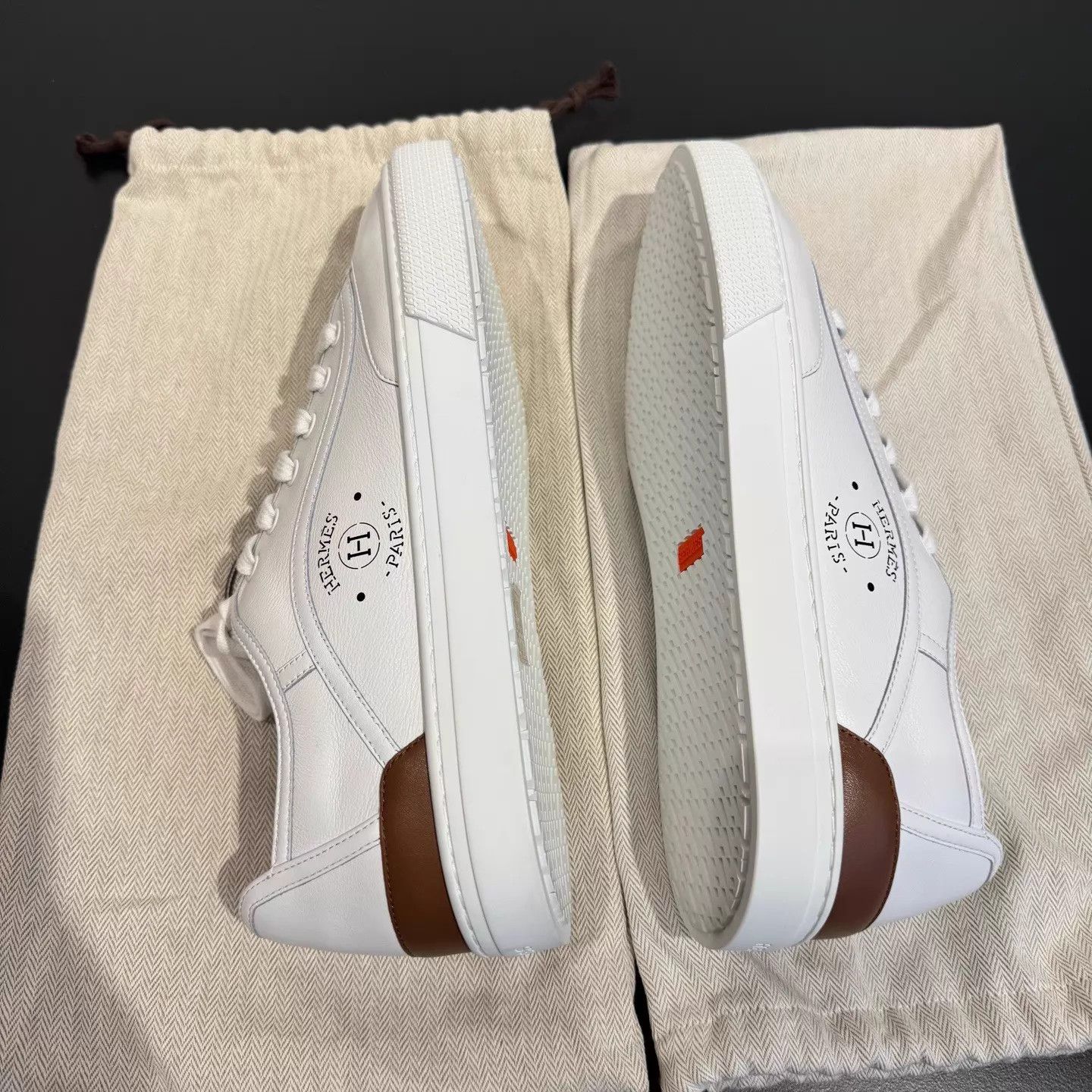 Hermes Hermes White Leather Sneaker with Brown Tail 42.5 Size US 9.5 / EU 42-43 - 4 Thumbnail