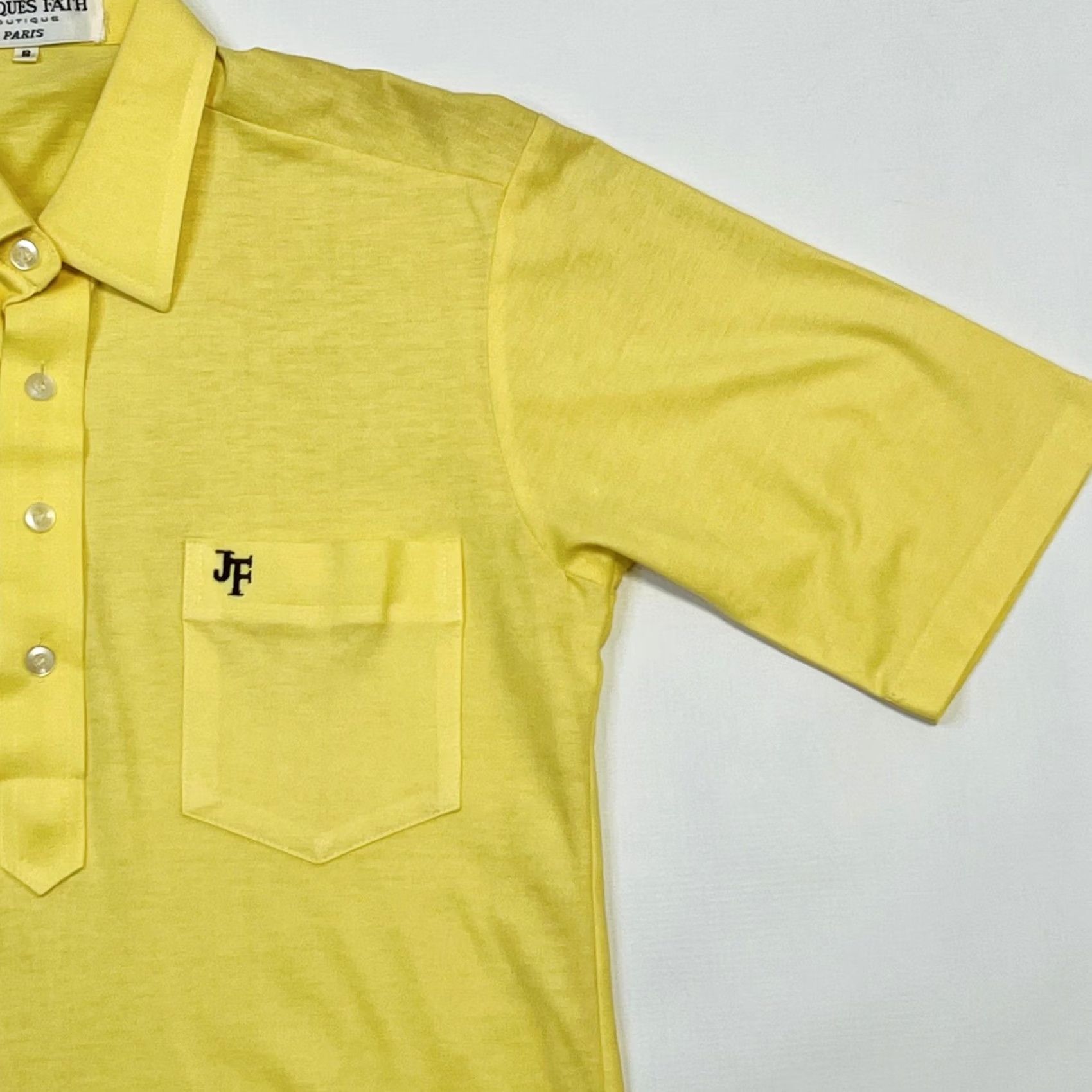 Vintage Jacques Fath Polo Shirt Mens Small Yellow Paris Boutique JF Pocket Retro Mod 60s Size US S / EU 44-46 / 1 - 2 Thumbnail