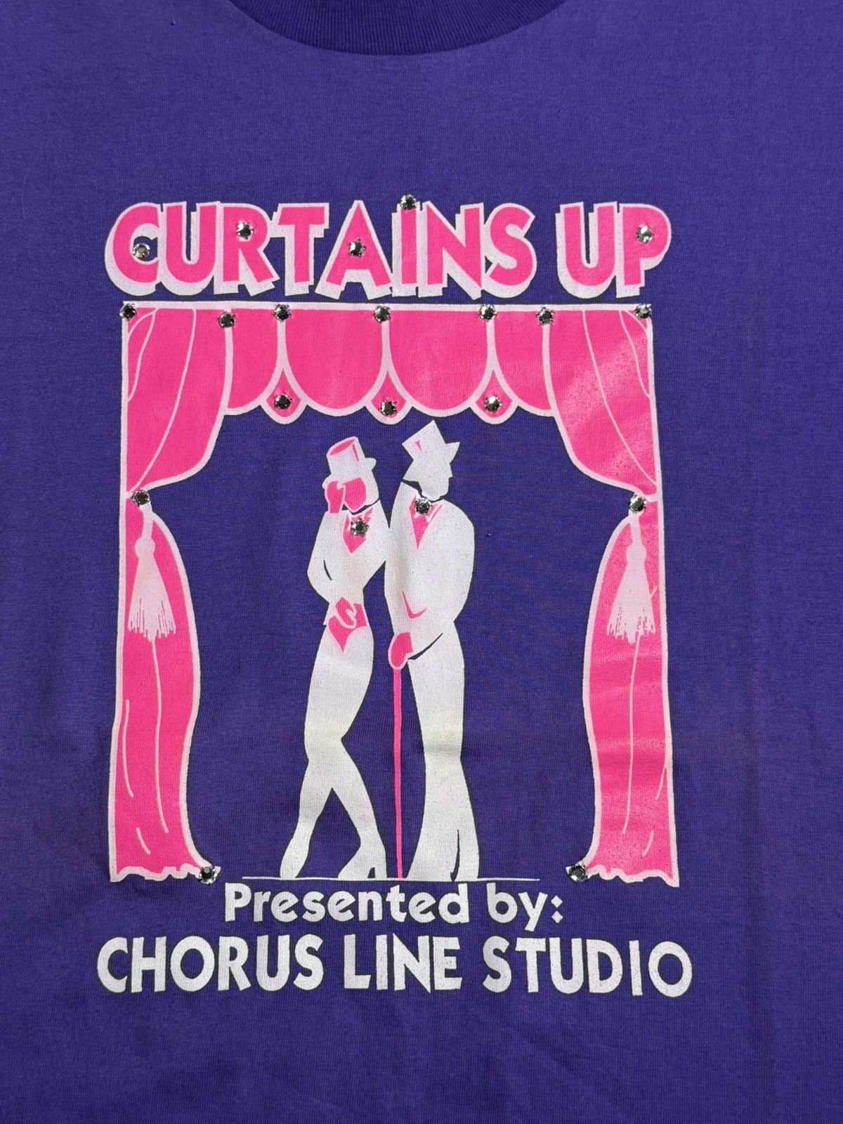 Vintage VINTAGE 1990's Rhinestone Curtains Up Tee “Purple” (XL) DS Size US XL / EU 56 / 4 - 2 Thumbnail