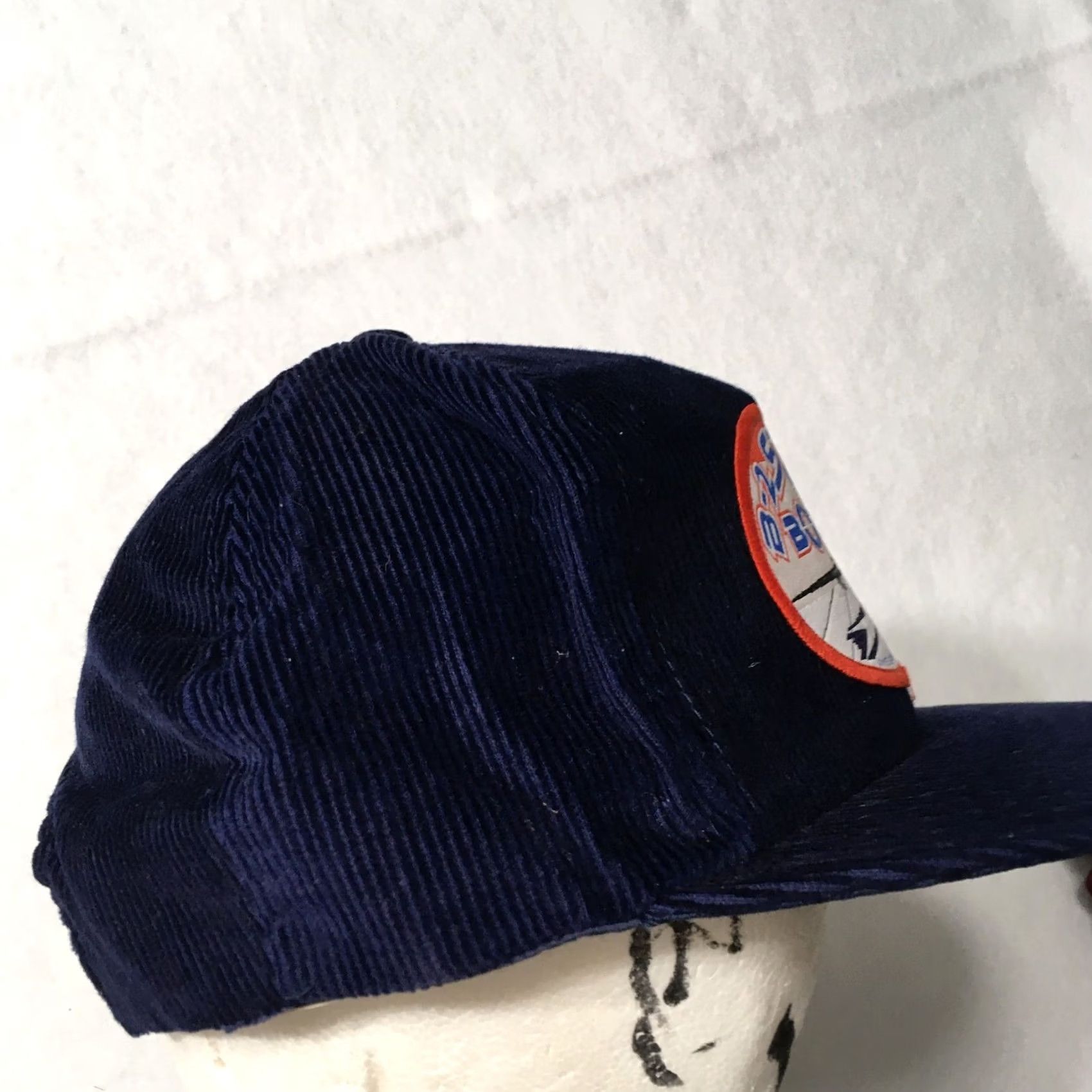 Vintage SNAP BACK Trucker Hat Mens Adjustable Blue corduroy STEAKTH BOMBER COTTON PATCH Size ONE SIZE - 4 Thumbnail