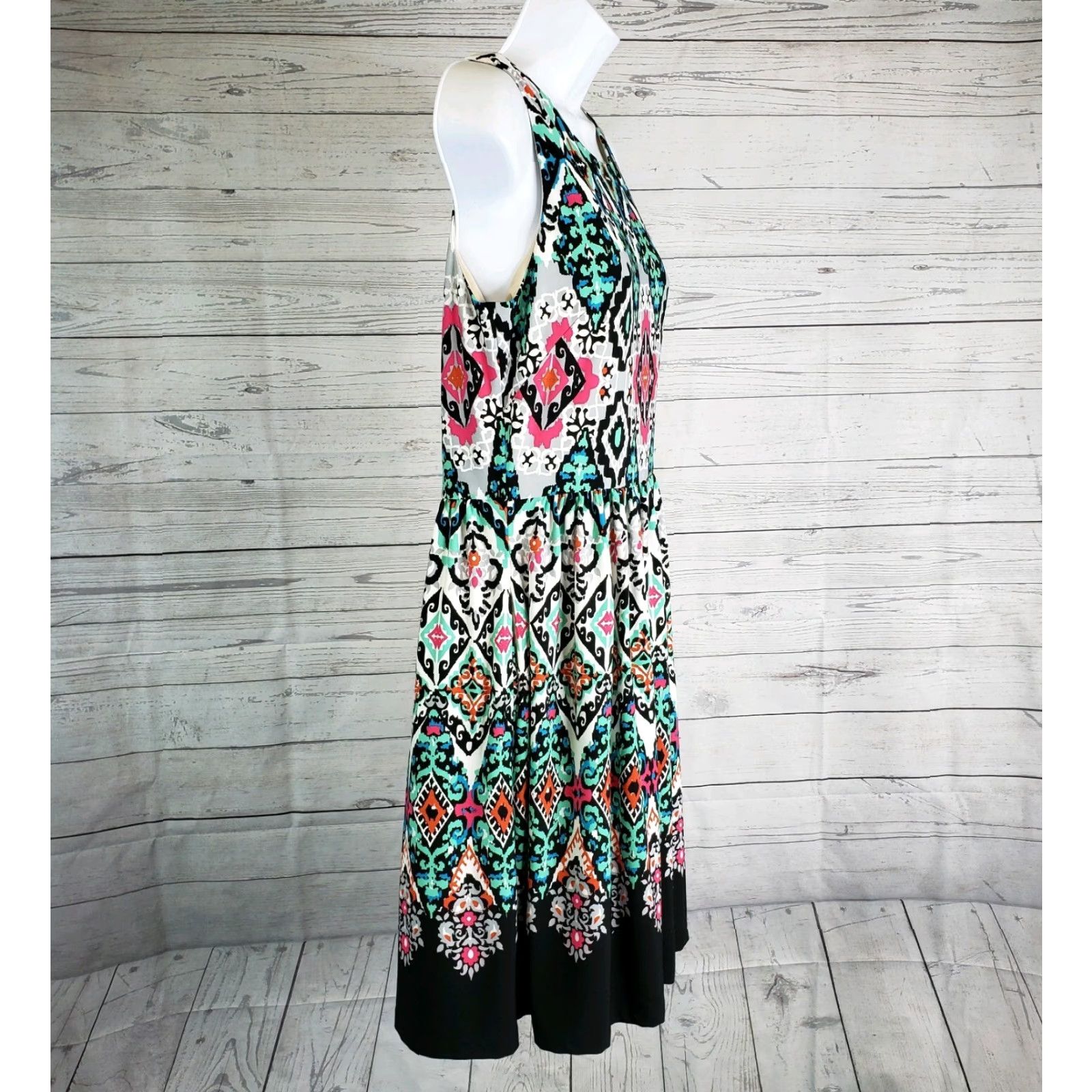 Vintage Eliza J Womens Dress Sleeveless Geometric Sz 6 Black Pink Size M / US 6-8 / IT 42-44 - 4 Thumbnail