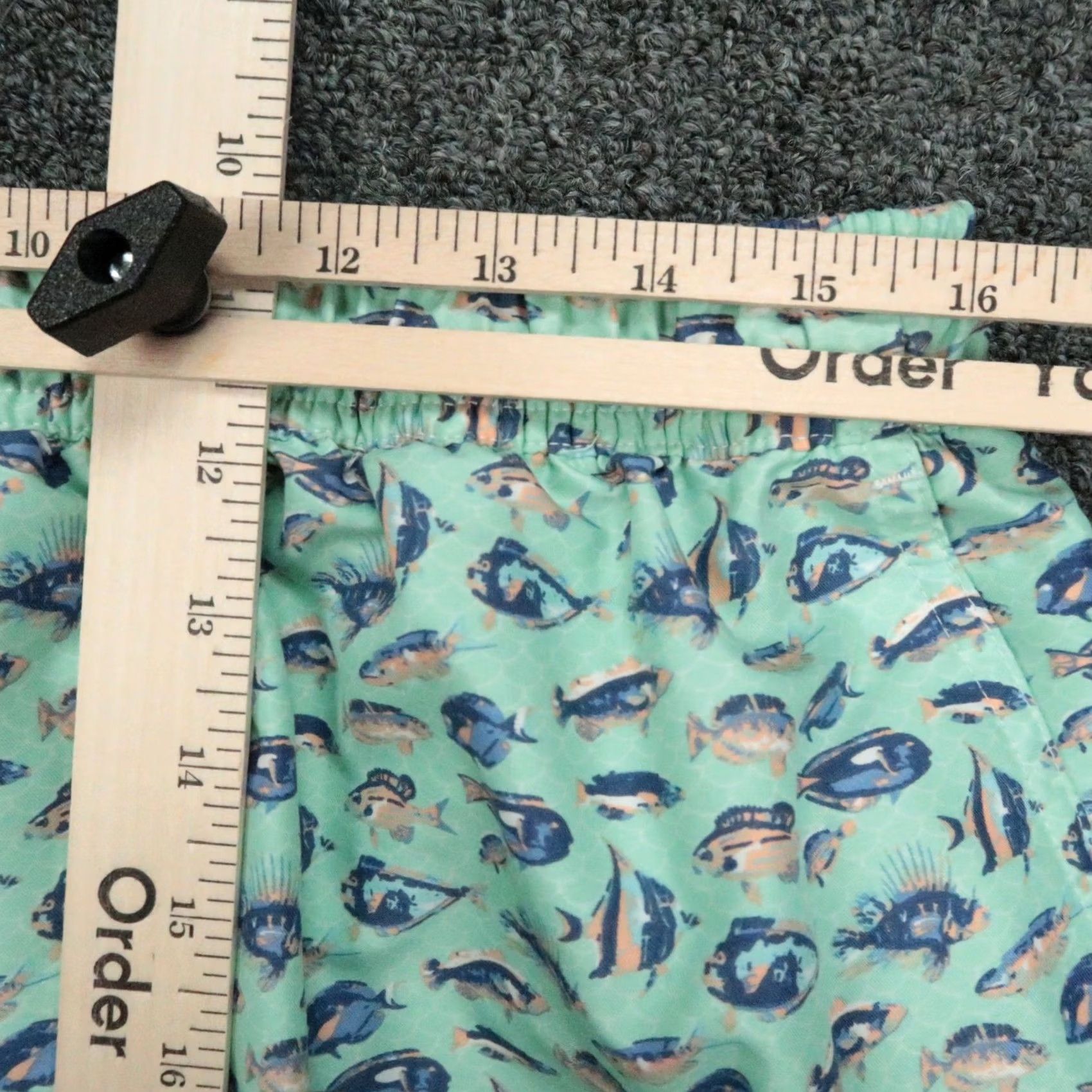 Peter Millar Peter Millar Swim Trunks Mens XL Green Fish Print Beach Bottoms Pockets Drawstring Regular Swims Beach Sports Size US 36 / EU 52 - 5 Thumbnail