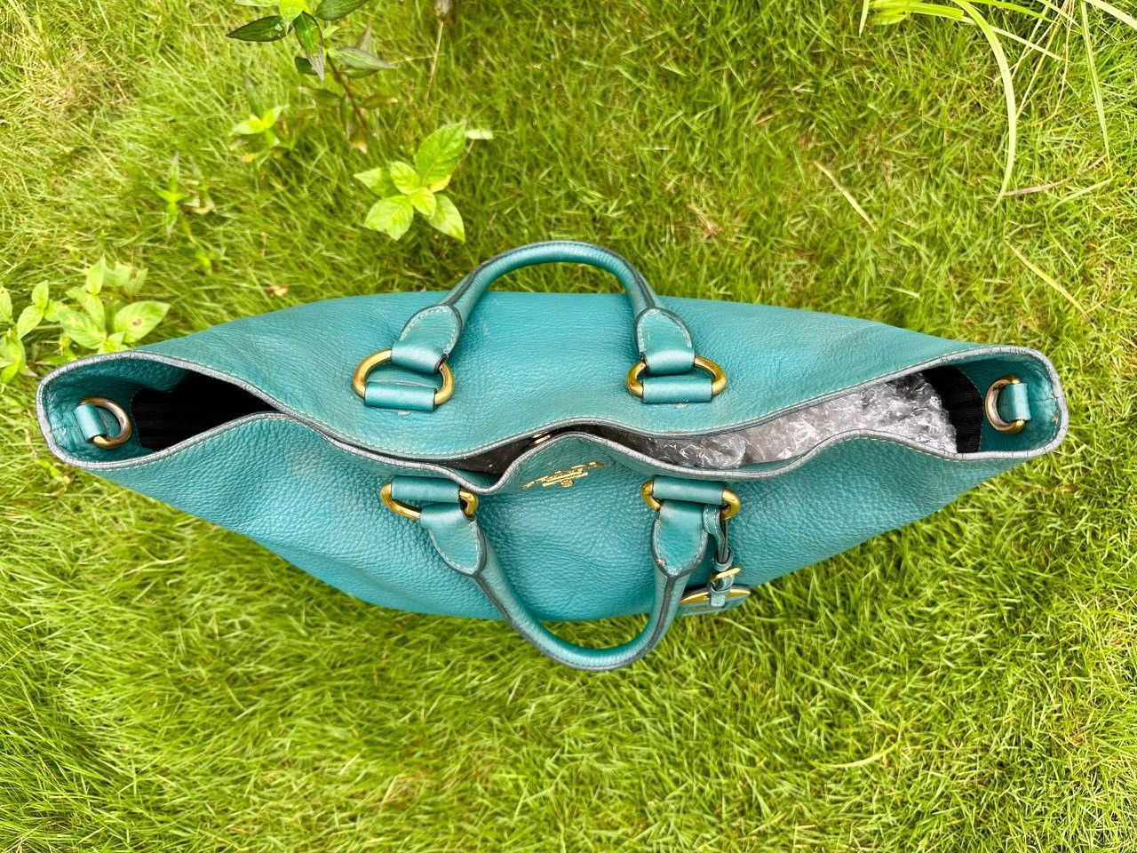 Prada Authentic Prada Vitello Daino Turchese Shopping Tote Bag Size ONE SIZE - 6 Thumbnail