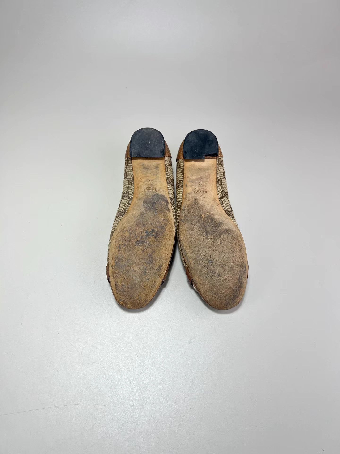 Gucci GUCCI Brown GG Monogram Horsebit Flats Size US 7 / IT 37 - 6 Thumbnail