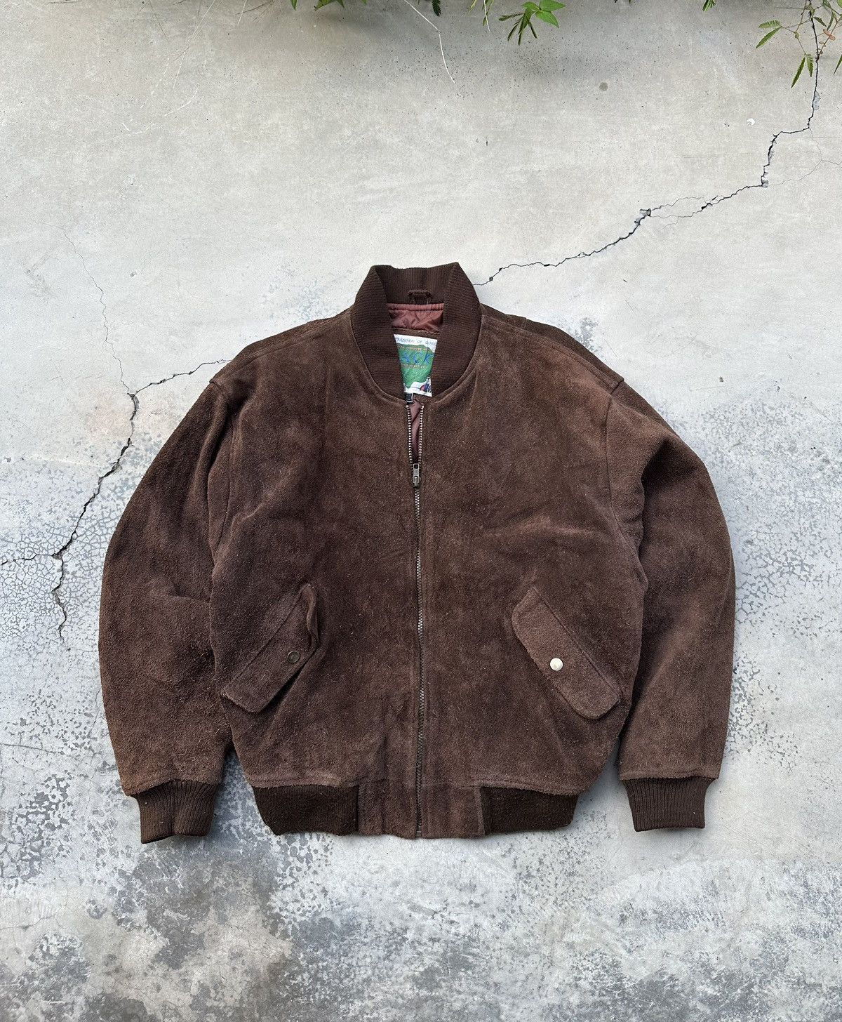 Vintage Vintage Brown Suede Leather Bomber Jacket Size US L / EU 52-54 / 3 - 5 Thumbnail