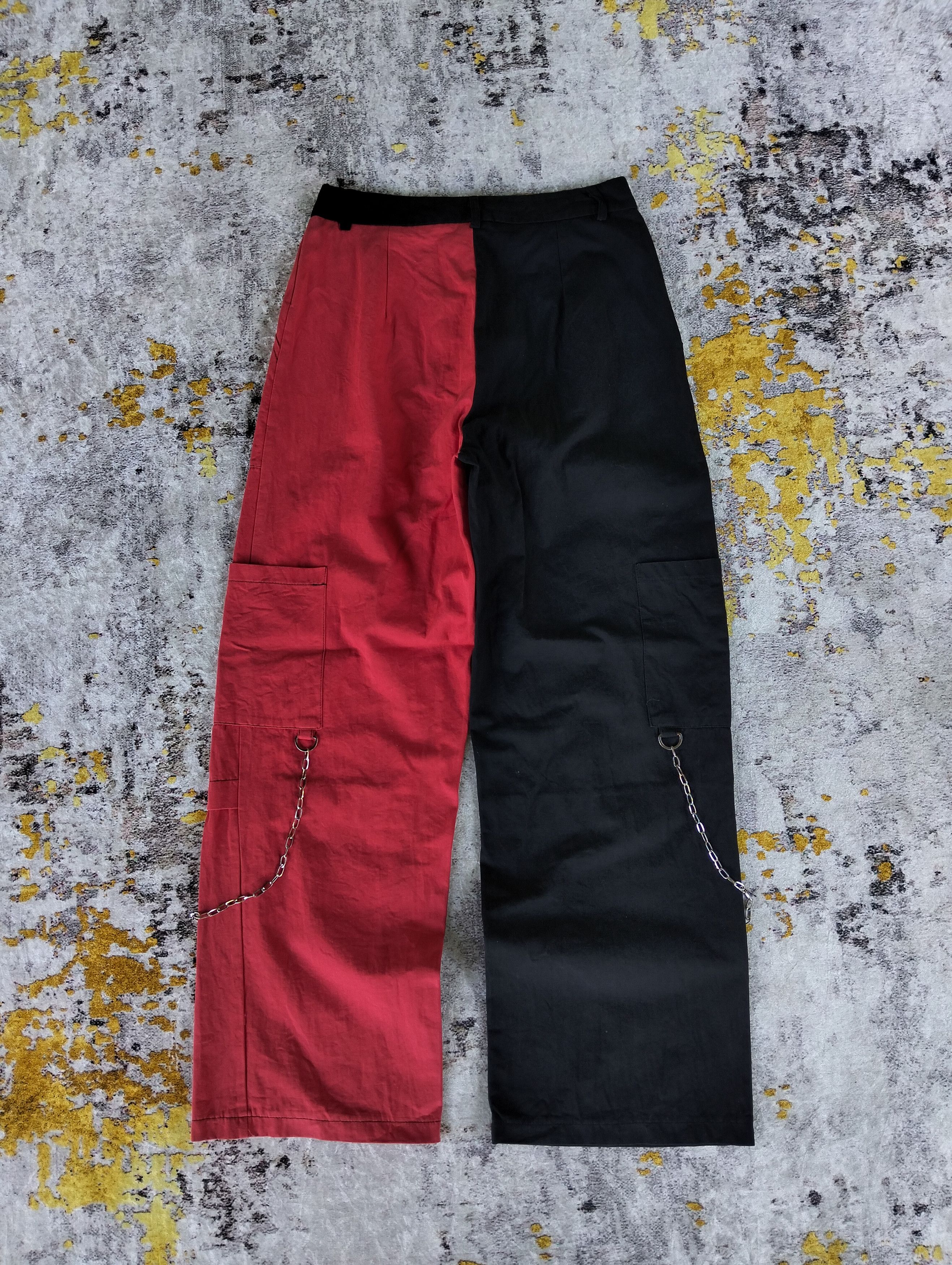 If Six Was Nine Romwe Hybrid Two Tone Baggy Wide Leg Cargo Pants Size US 27 - 5 Thumbnail