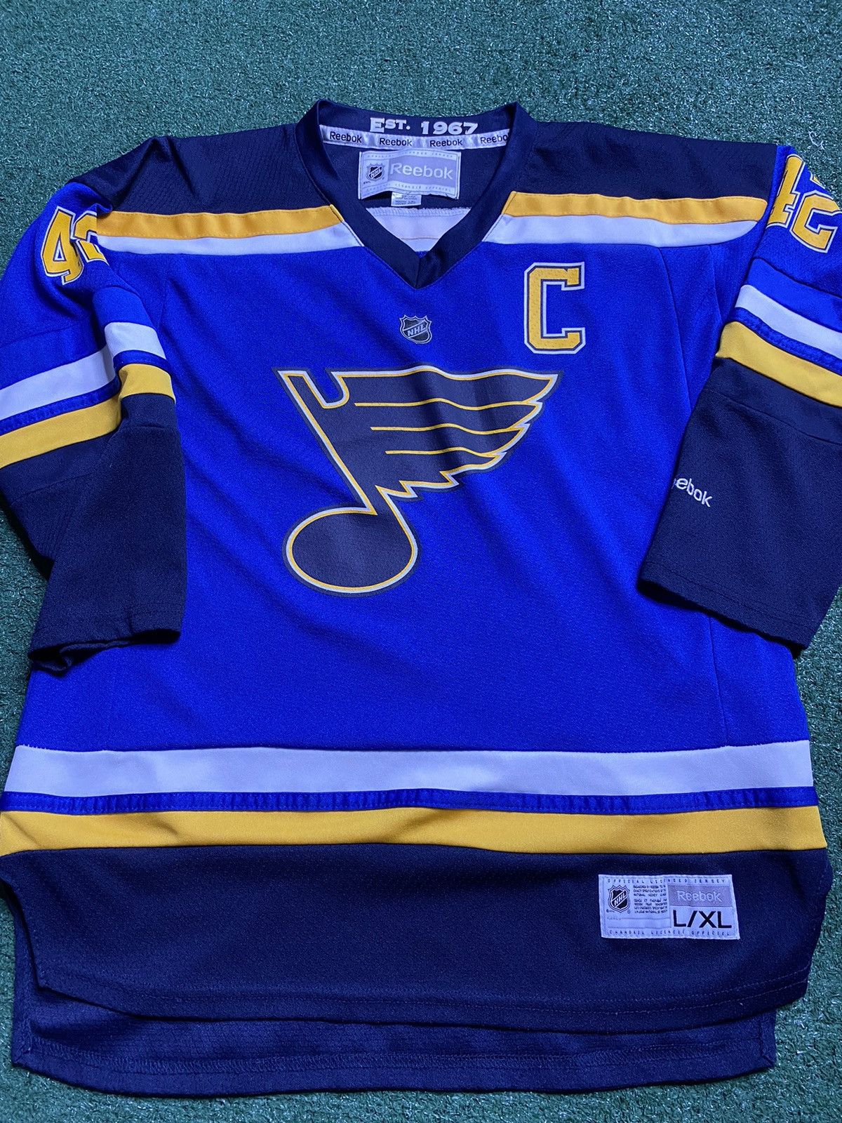 St Louis Blues Hockey Backes Mens T-Shirt Size S Reebok