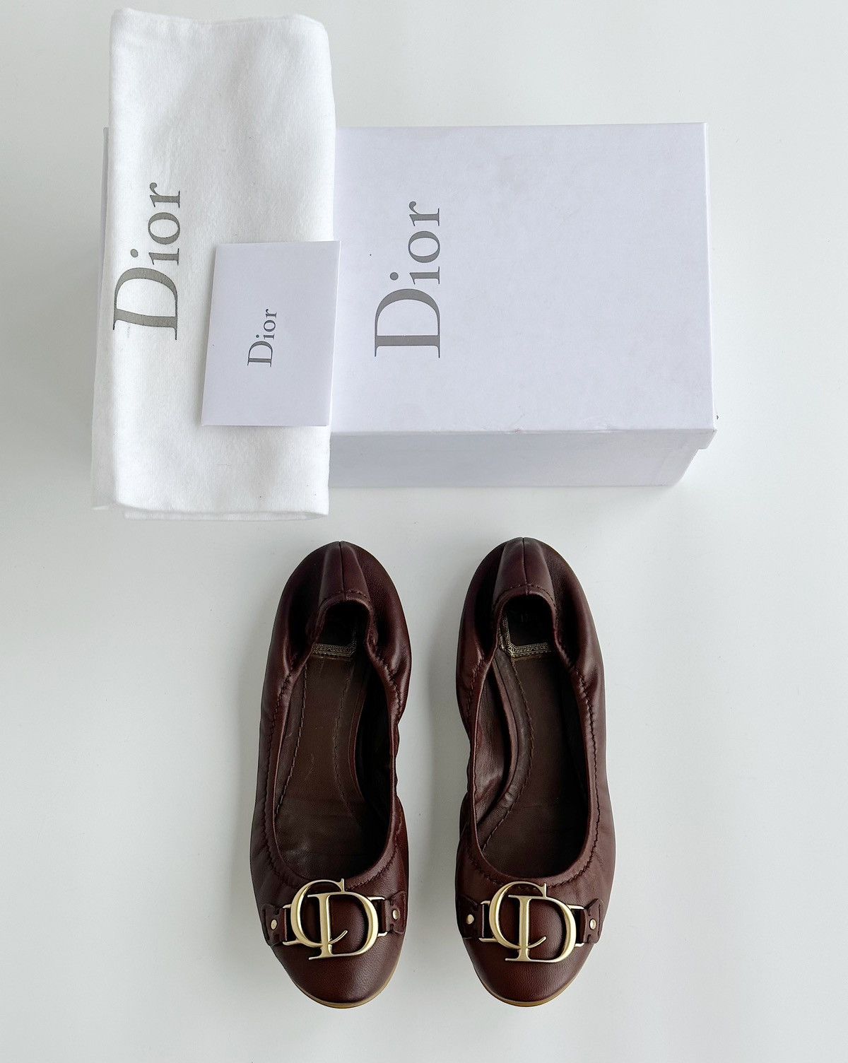 *sz36.5* DIOR Logo Ballerina Flats Vintage shoes runway flat