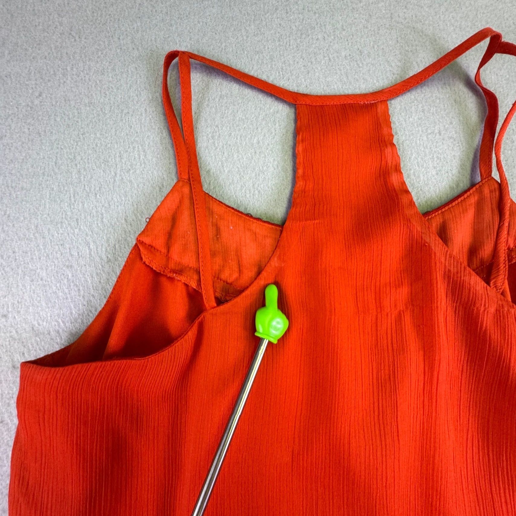 Vintage Studio Y Tank Top Women's M Orange Beaded Sequin Racerback Chiffon Camisole Party Casual Bohemian Beach Summer Vintage No Size M / US 6-8 / IT 42-44 - 7 Thumbnail