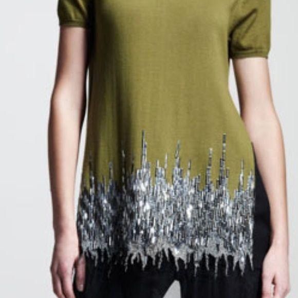 Other Wes Gordon Embroidered Tulle-Trim Knit Top Size S / US 4 / IT 40 - 2 Thumbnail