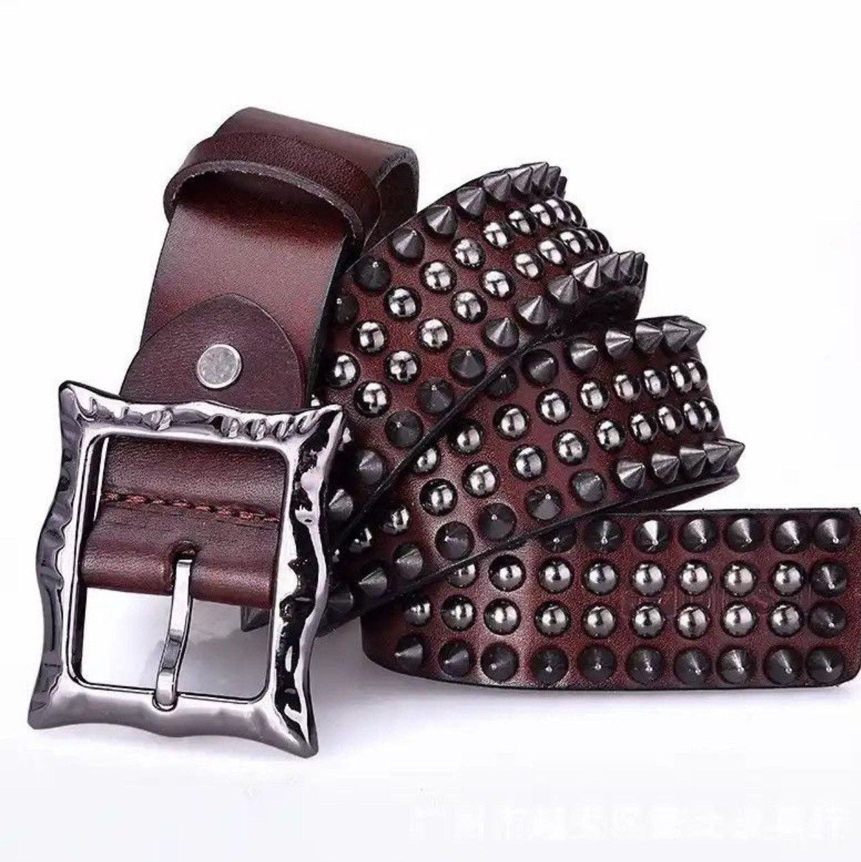Japanese Brand × Vintage Men Genuine Leather Spike Rivet Studded Belt Size ONE SIZE - 1 Thumbnail