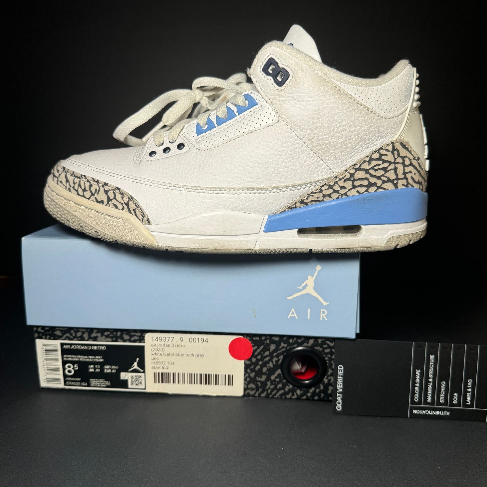 Jordan Brand × Nike Size 8.5 - Nike Air Jordan 3 Retro UNC Men's Shoes Size US 8.5 / EU 41-42 - 8 Thumbnail