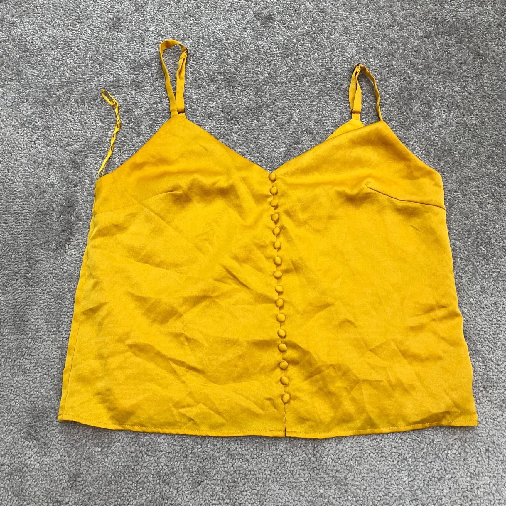 AQUA Aqua Tank Top Camisole Womens Small Yellow Spaghetti Strap V-Neck Satin Lightweight Classic Modern 90s (if applicable) Mens Womens Size S / US 4 / IT 40 - 2 Thumbnail