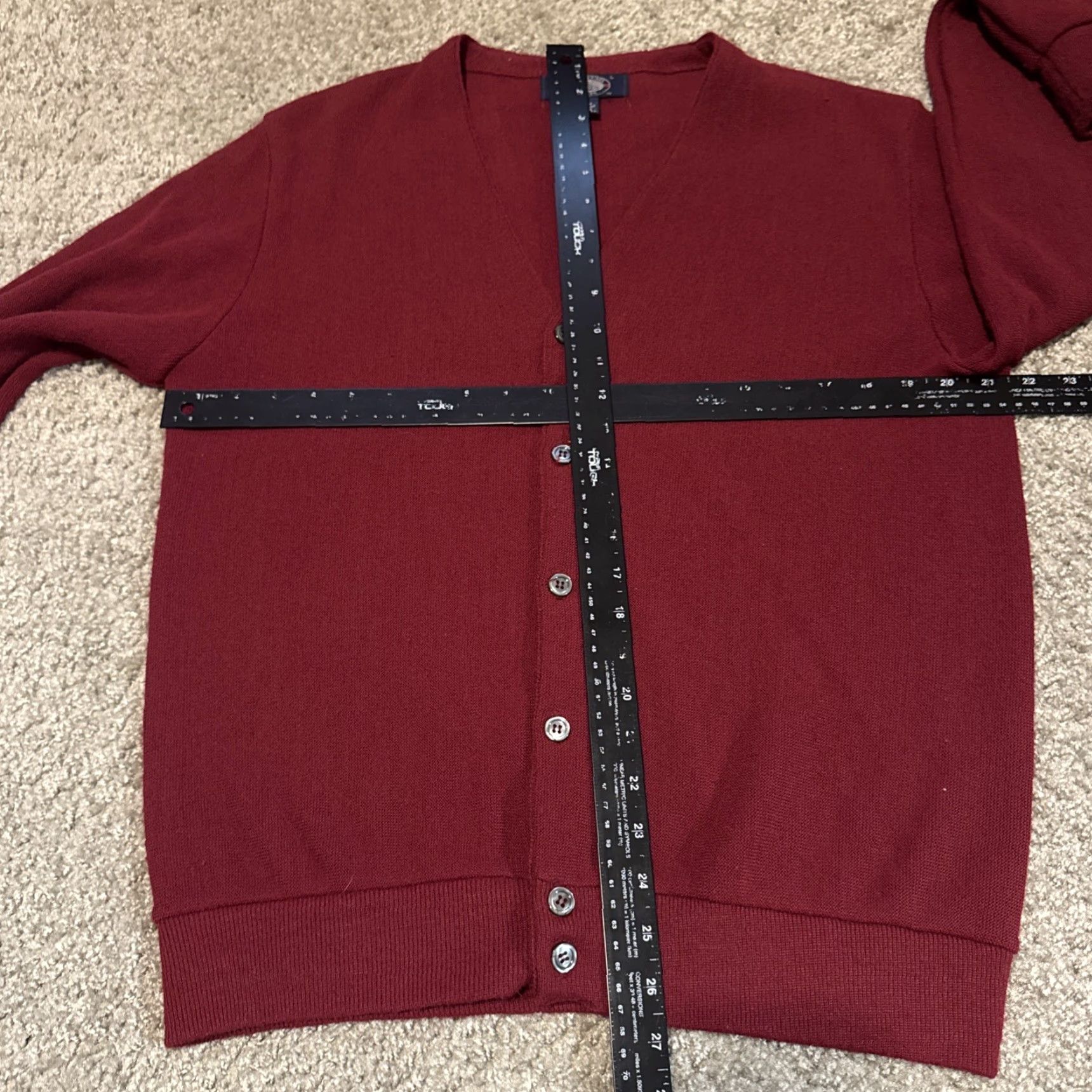 Vintage VINTAGE Knights Bridge Cardigan Men Large Red 1970s 100% Dupont Orlon Knit Sweater Size US L / EU 52-54 / 3 - 5 Thumbnail