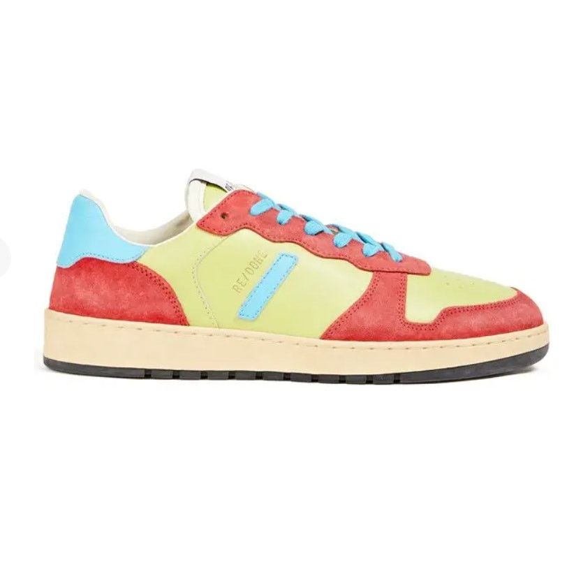 image of Redone Re/done 80's Basketball Color Block Suede And Leather Sneaker in Blue, Women's (Size 6)