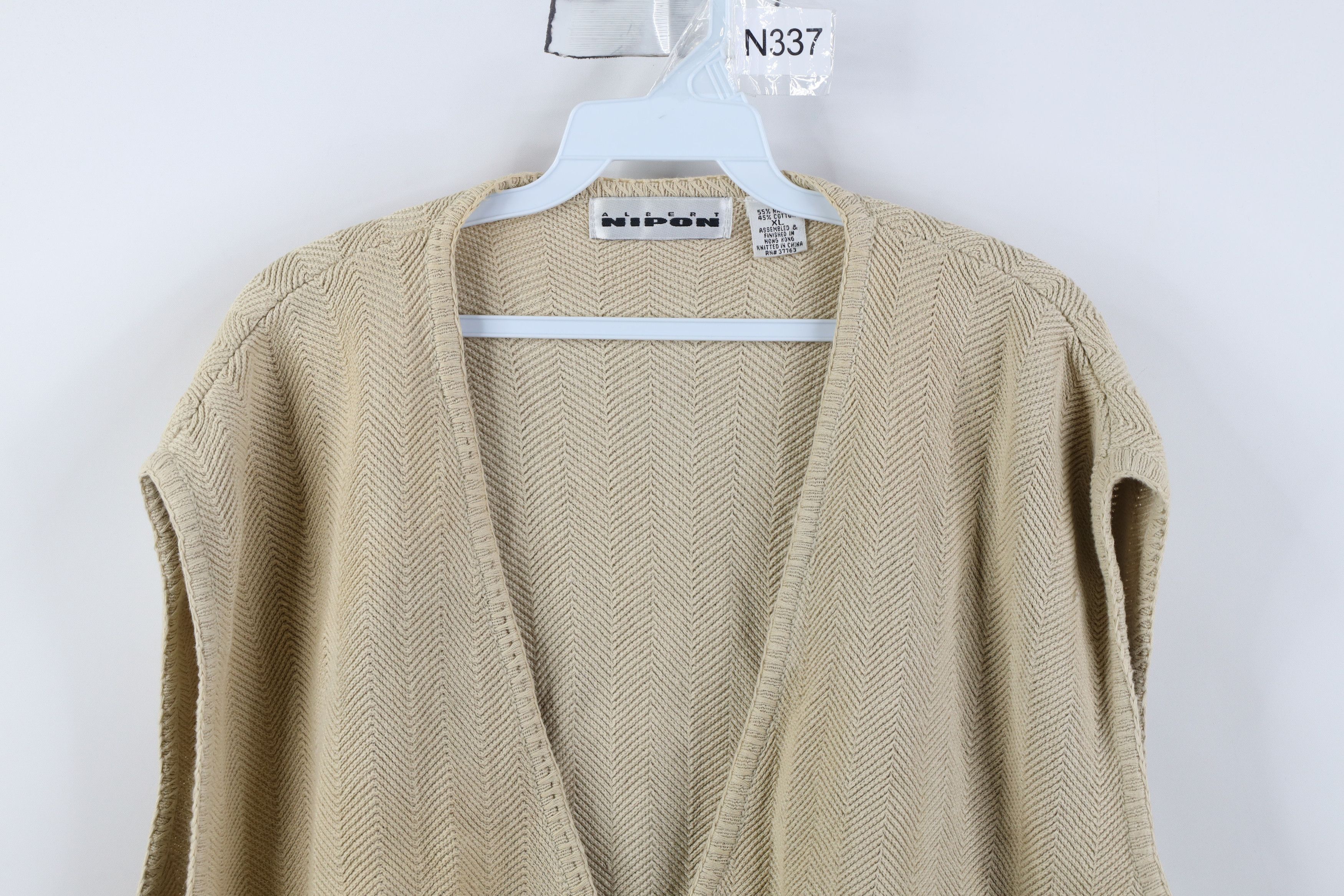Vintage Vintage 90s Streetwear Fit Herringbone Knit Sweater Vest Size US XL / EU 56 / 4 - 2 Thumbnail