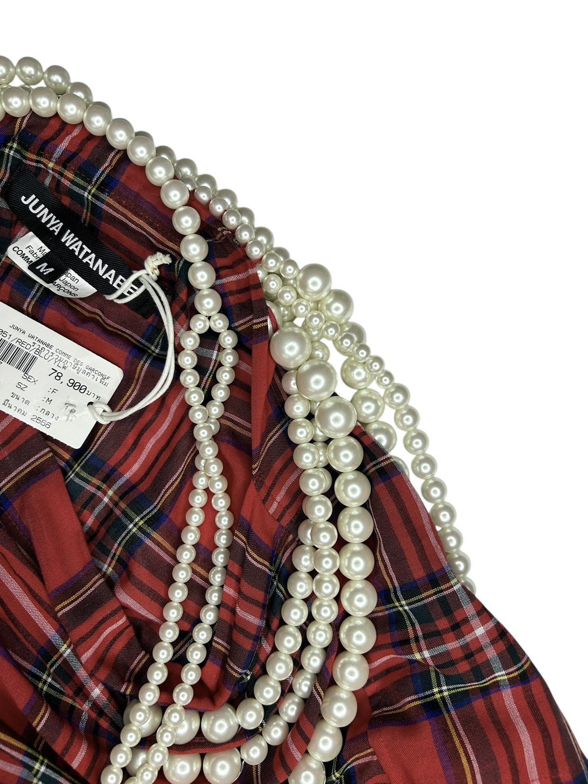 Junya Watanabe S/S 23 Pearl Embellished Tartan Dress Size M / US 6-8 / IT 42-44 - 5 Thumbnail
