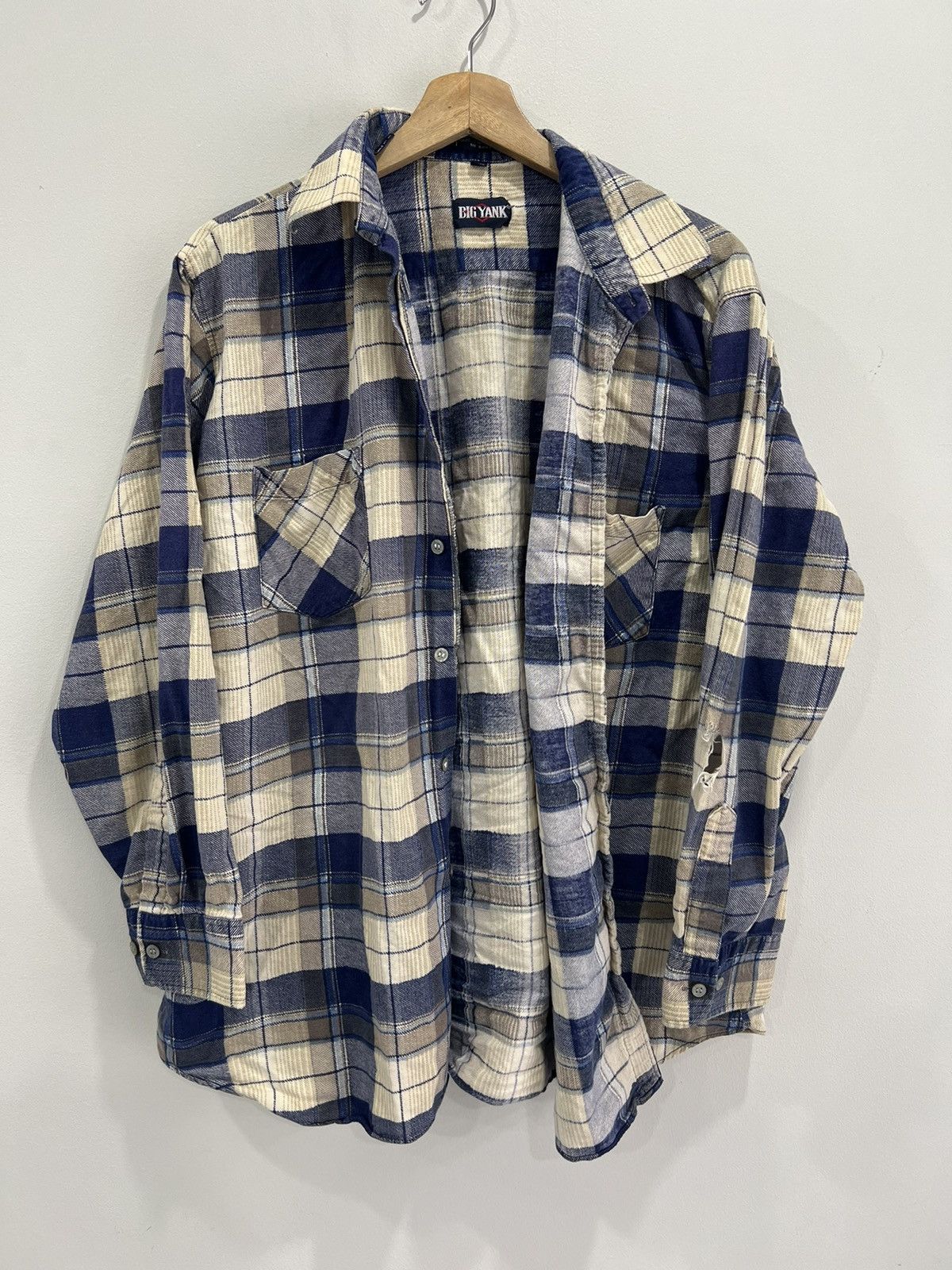Japanese Brand Vintage 80s 90s Big Yank Flannel shirt button thrashed Size US XL / EU 56 / 4 - 1 Thumbnail