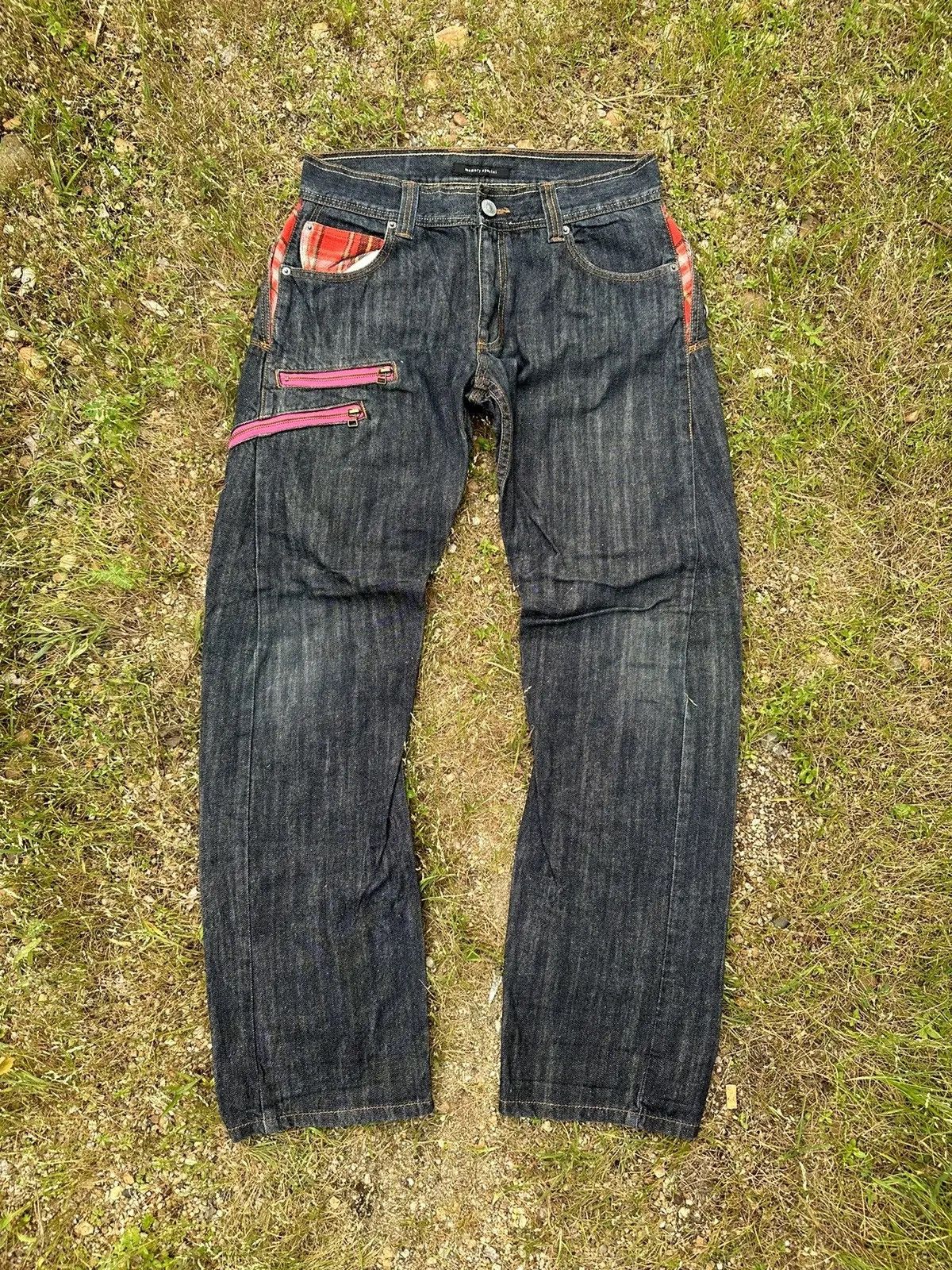 Seditionaries MEMORY SPECIAL JEANS CURVE TWIST LEG CHECK PLAID DENIM PANTS Size US 30 / EU 46 - 2 Thumbnail