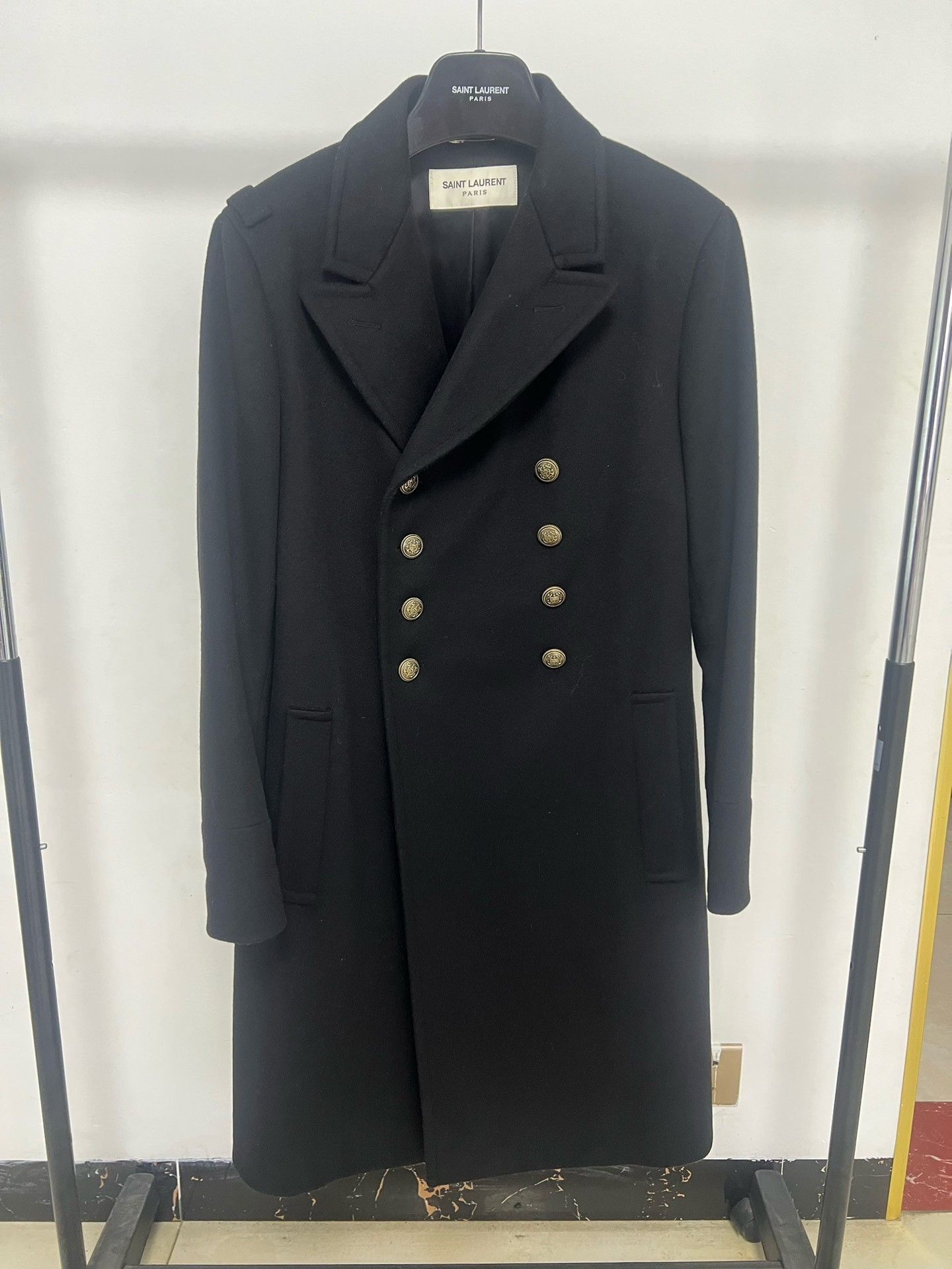 Saint Laurent Paris Saint Laurent 17FW Double-Breasted Navy Coat Size US S / EU 44-46 / 1 - 1 Thumbnail