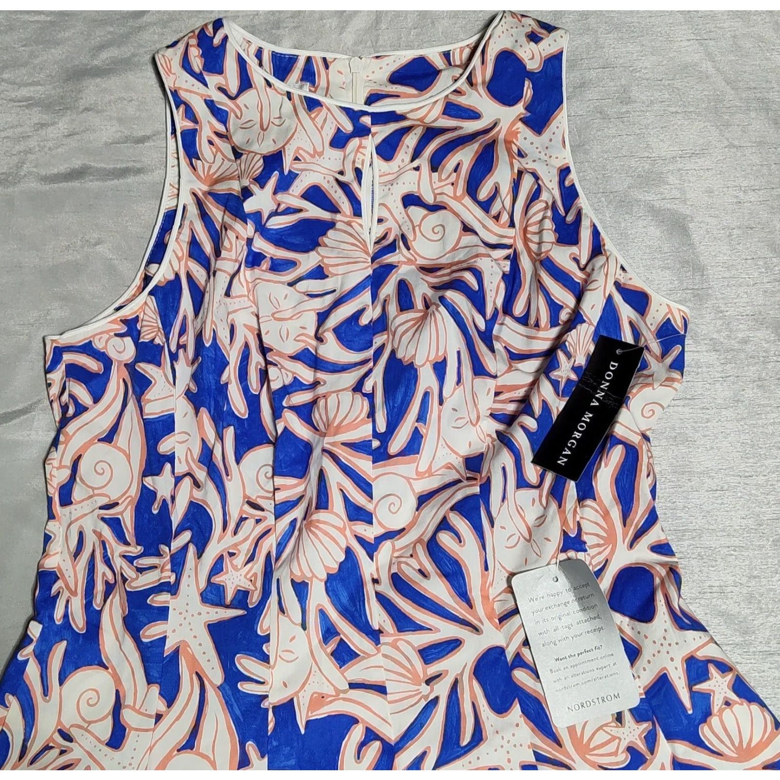 Donna Morgan Donna Morgan Women 6 Cobalt Peach Sleeveless Stretch Cotton Fit & Flare Dress NEW Size M / US 6-8 / IT 42-44 - 4 Thumbnail