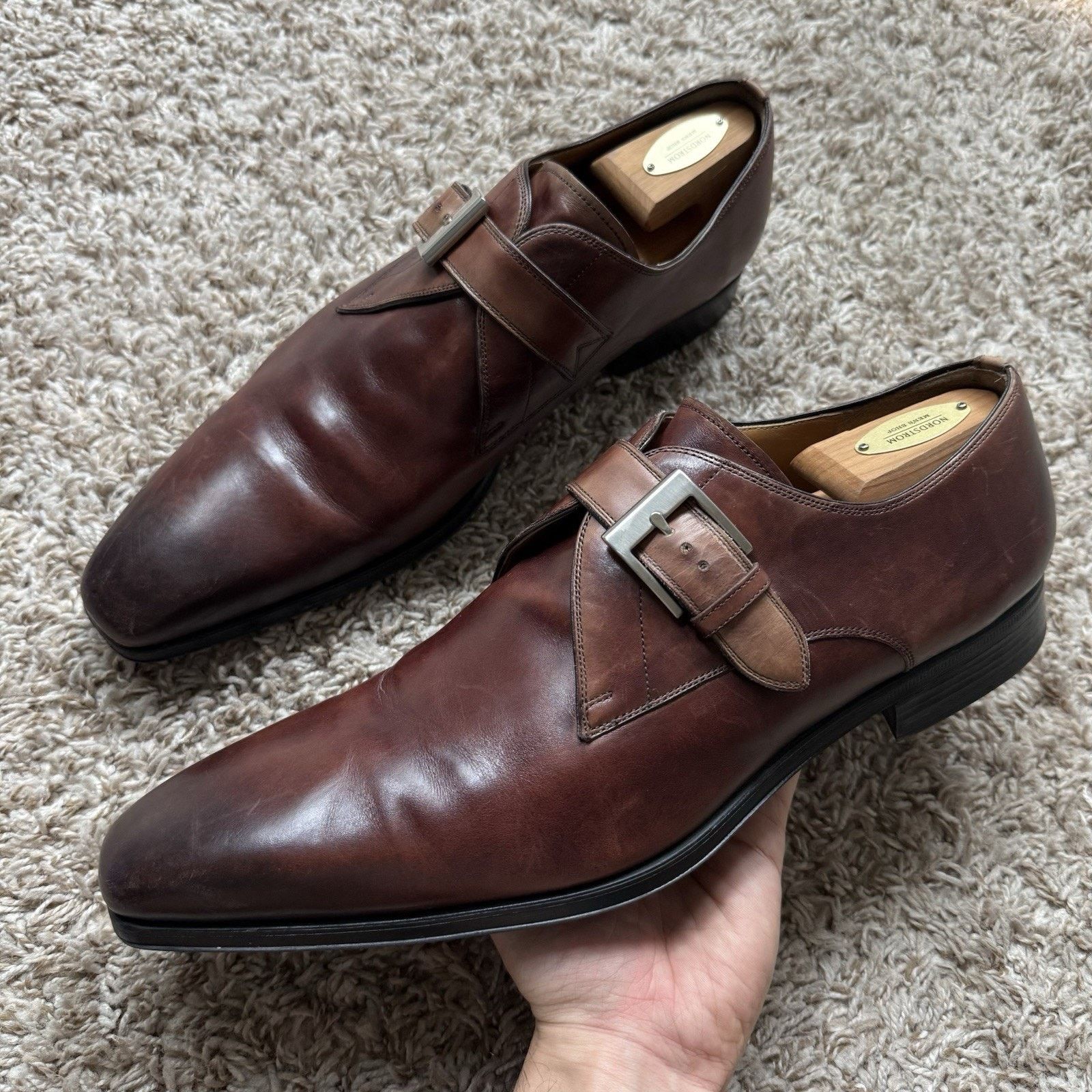 Magnanni Magnanni Marco II Single Monk Strap Brown Leather Dress Shoe Size US 13 / EU 46 - 1 Thumbnail