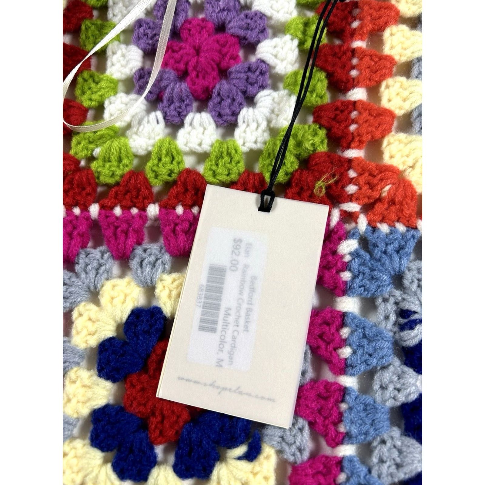 Vintage Elan Cardigan Womens M Rainbow Patchwork Boho Cottagecore Crochet Granny Square Size M / US 6-8 / IT 42-44 - 3 Thumbnail
