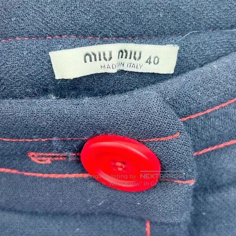 Miu Miu Miu Miu Dark Blue Cotton Skirt with Red Buttons . Size 28" / US 6 / IT 42 - 3 Thumbnail