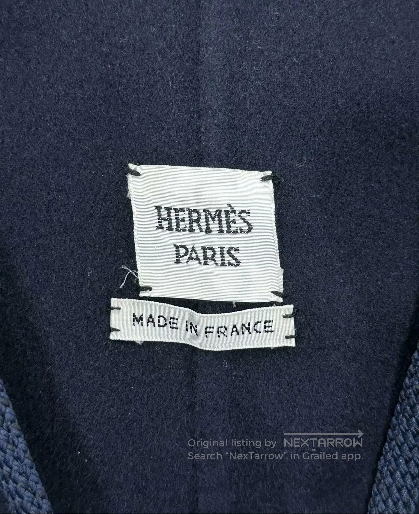 Hermes Hermes Navy Blue Cashmere Shawl Coat Jacket| Size XS / US 0-2 / IT 36-38 - 3 Thumbnail