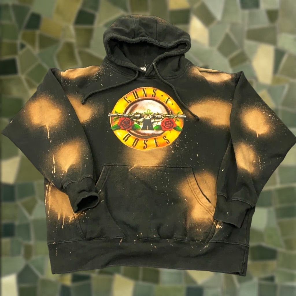 Vintage Guns N Roses Hoodie Mens Large Black Knit 60/40 Fleece Logo Pullover Rock Smartex Sweatshirt Size US L / EU 52-54 / 3 - 1 Thumbnail