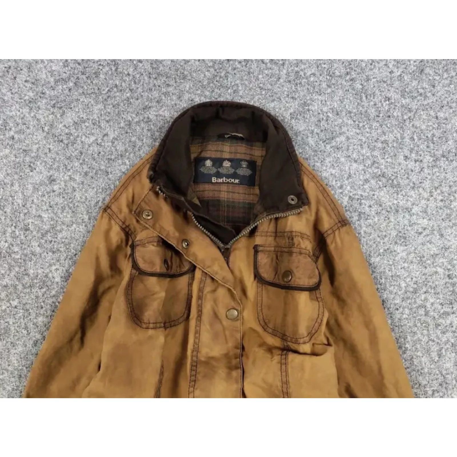 Barbour VINTAGE Barbour Women's Jacket Wax Brown Utility E145 Retail Ladies Regular Size L Leather? (Note: Original title contains 'Cotton' canvas etc.) Size L / US 10 / IT 46 - 4 Thumbnail