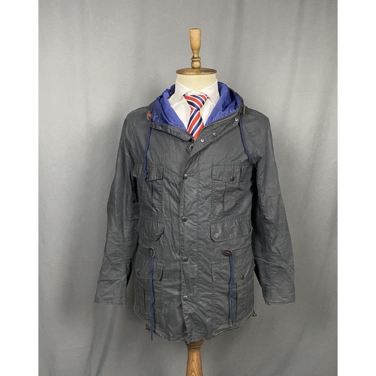 Barbour Barbour Cavendish Blue Hooded Waxed Multipocket Utility Mili Size US M / EU 48-50 / 2 - 1 Thumbnail