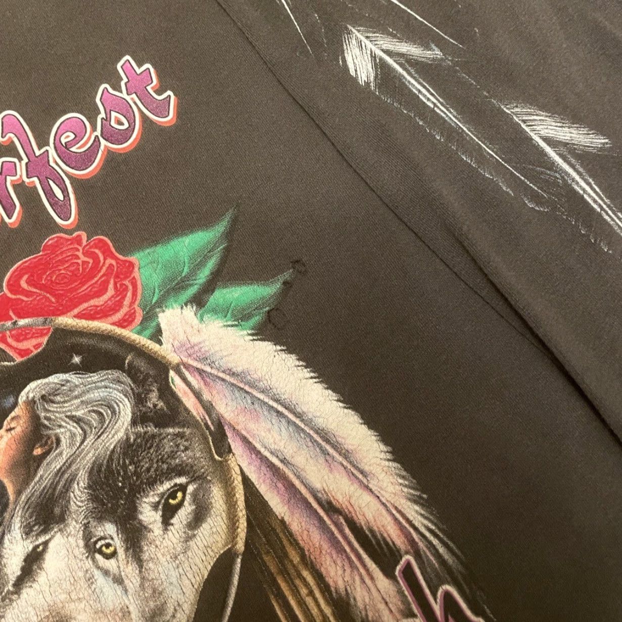 Vintage VINTAGE 90s Y2K Bike Week Daytona Biker Sleeve Hit Wolf Rose Long Sleeve Shirt M Size US M / EU 48-50 / 2 - 4 Thumbnail