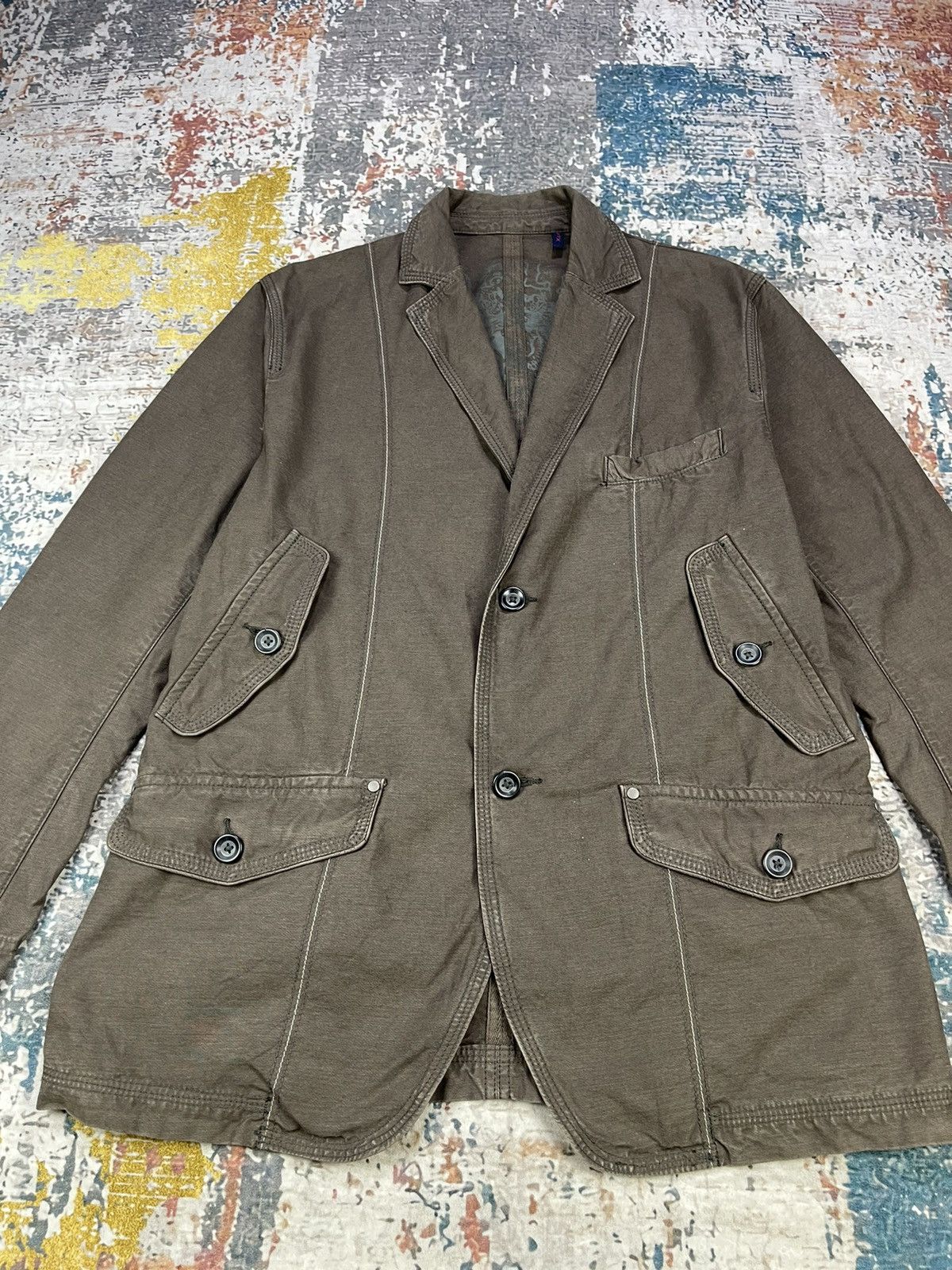 Japanese Brand Khaki Brown Multi Pocket Casual Jackets Size US XL / EU 56 / 4 - 4 Thumbnail