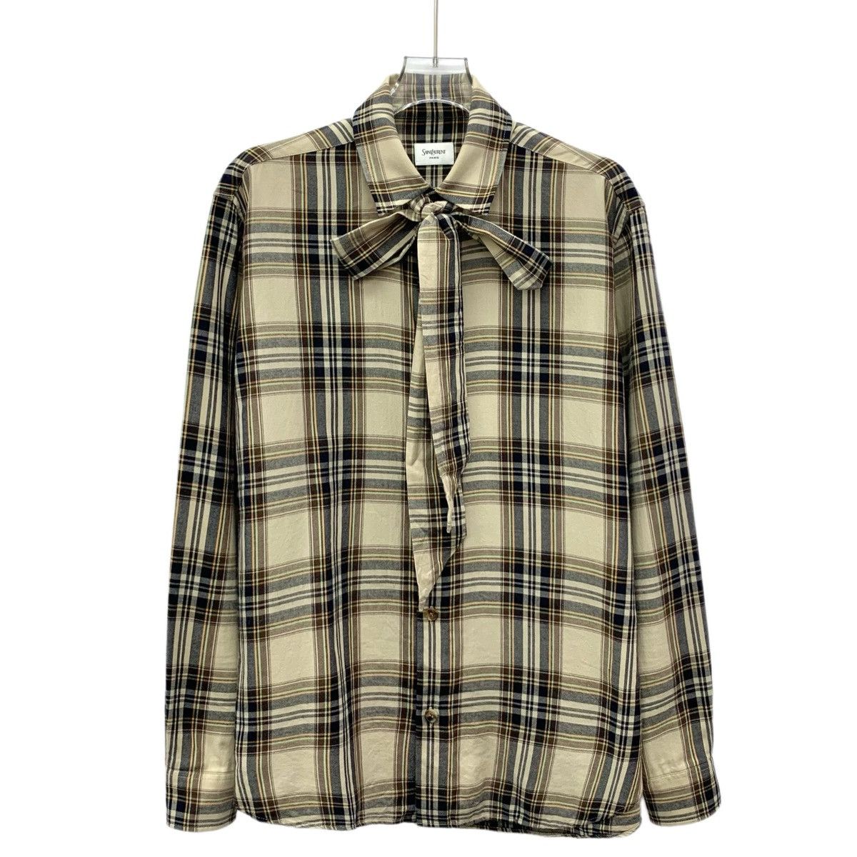 Yves Saint Laurent Yves Saint Laurent Plaid Bow Tie Long Sleeve Shirt K26WX Size M / US 6-8 / IT 42-44 - 1 Thumbnail