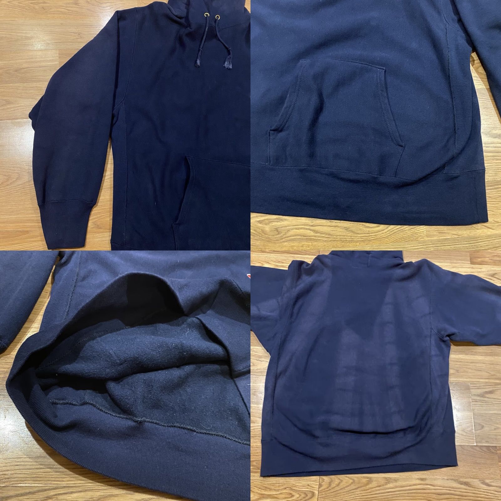 Champion VINTAGE Champion Reverse Weave Hoodie XL Navy Blue Men 80s USA Made Reversible Sun Faded Size US XL / EU 56 / 4 - 8 Thumbnail