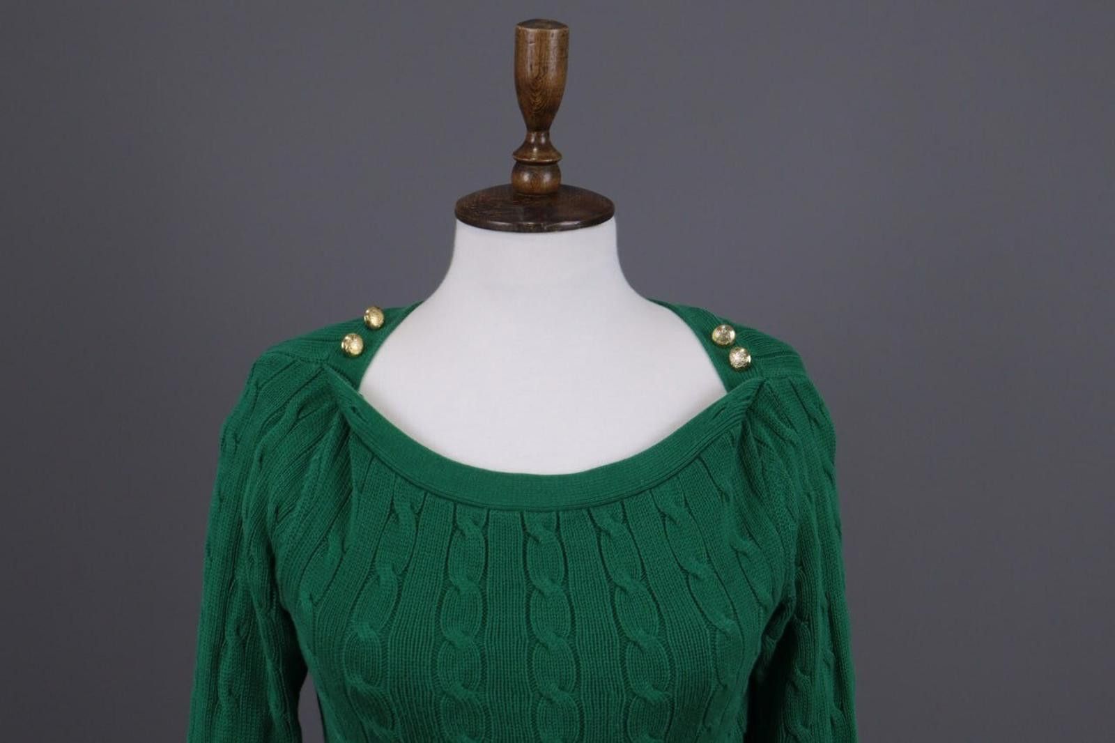 Lauren Ralph Lauren Green Rare Cable Knit Sweater Size XS