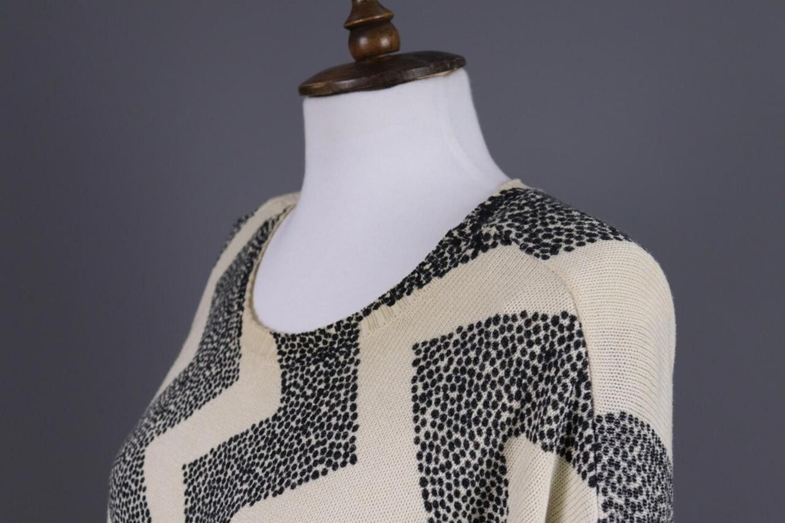 Designer Gudrun Sjoden Beige Zig Zag 3/4 Sleeve Knit Sweater Size S Size S / US 4 / IT 40 - 11 Thumbnail
