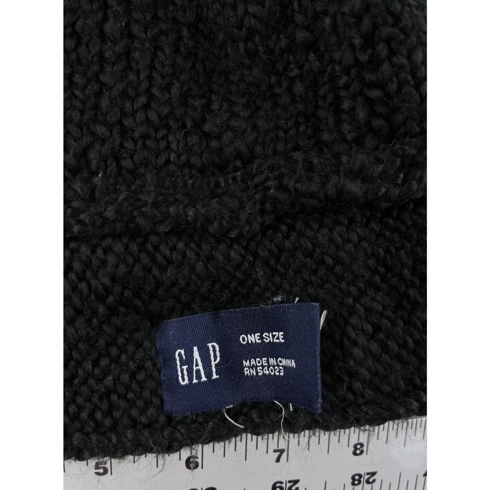 Gap GAP Beanie Hat Womens One Size Black Knit 100% Acrylic Ski Logo Beanie Womens Size ONE SIZE - 6 Thumbnail