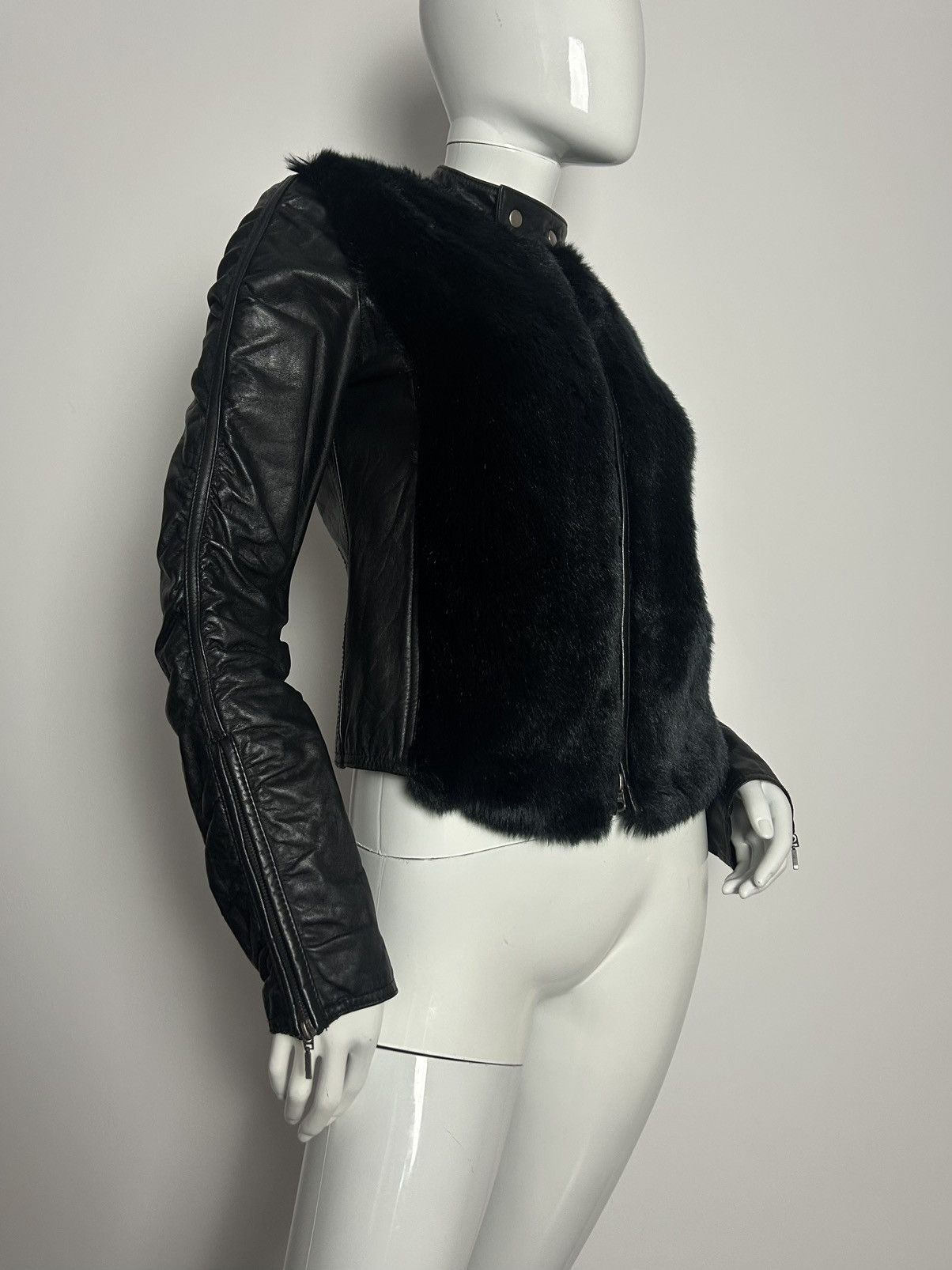 Other Vintage biker leather jacket with fur and draped sleeves Size S / US 4 / IT 40 - 4 Thumbnail