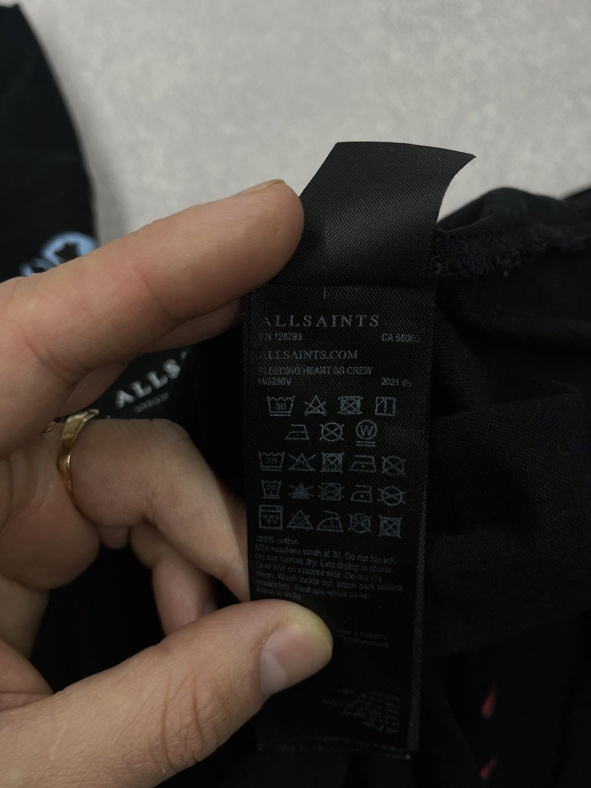 Allsaints Mens AllSaints Bleeding Heart Crew Black T Shirt Big Logo Size US M / EU 48-50 / 2 - 10 Thumbnail