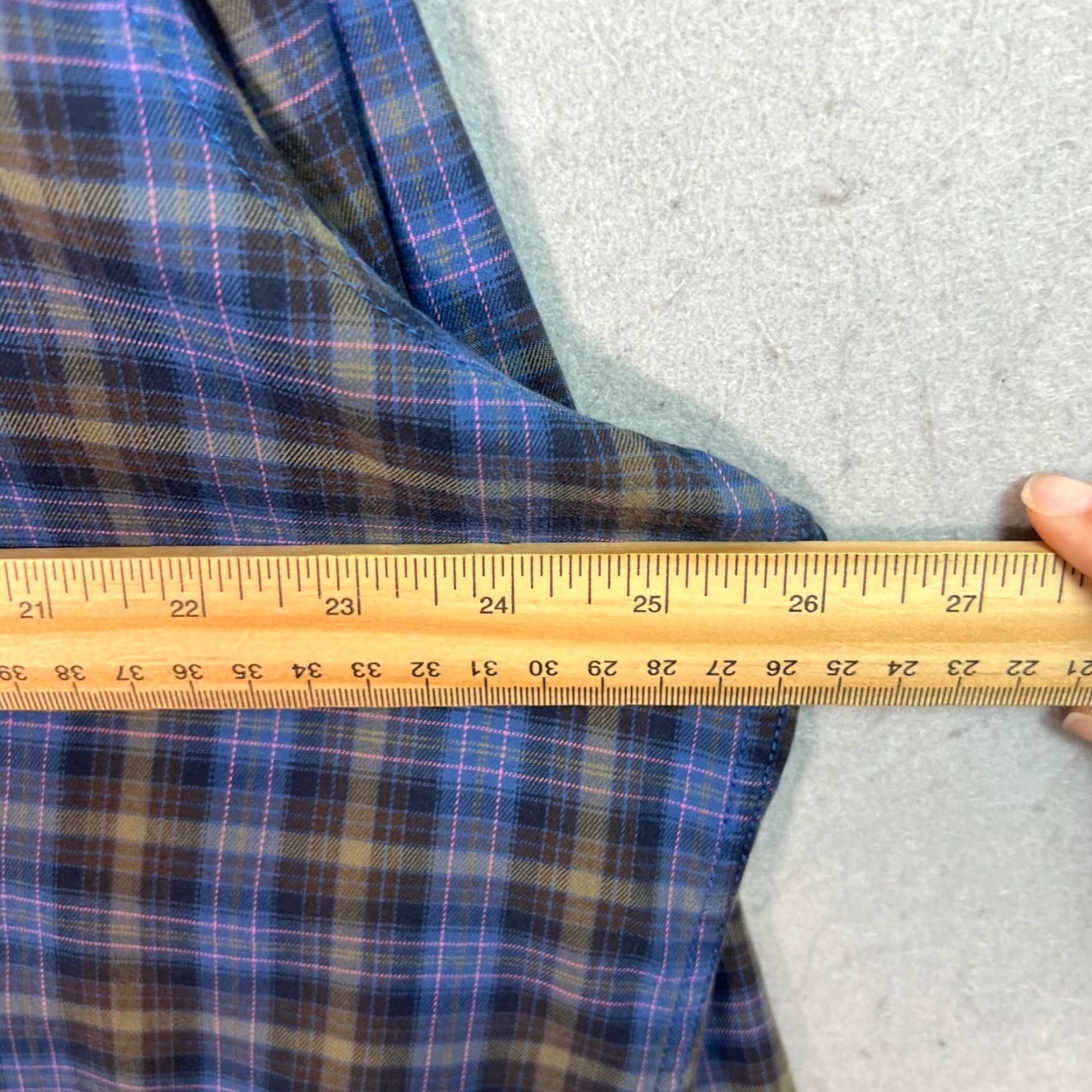 Calvin Klein Calvin Klein Mens Shirt 2XL Button-Up Plaid Long Sleeve Blue Brown, Regular Fit, Cotton Blend, Casual, Classic Theme, All Seasons, Mens Size US XXL / EU 58 / 5 - 5 Thumbnail