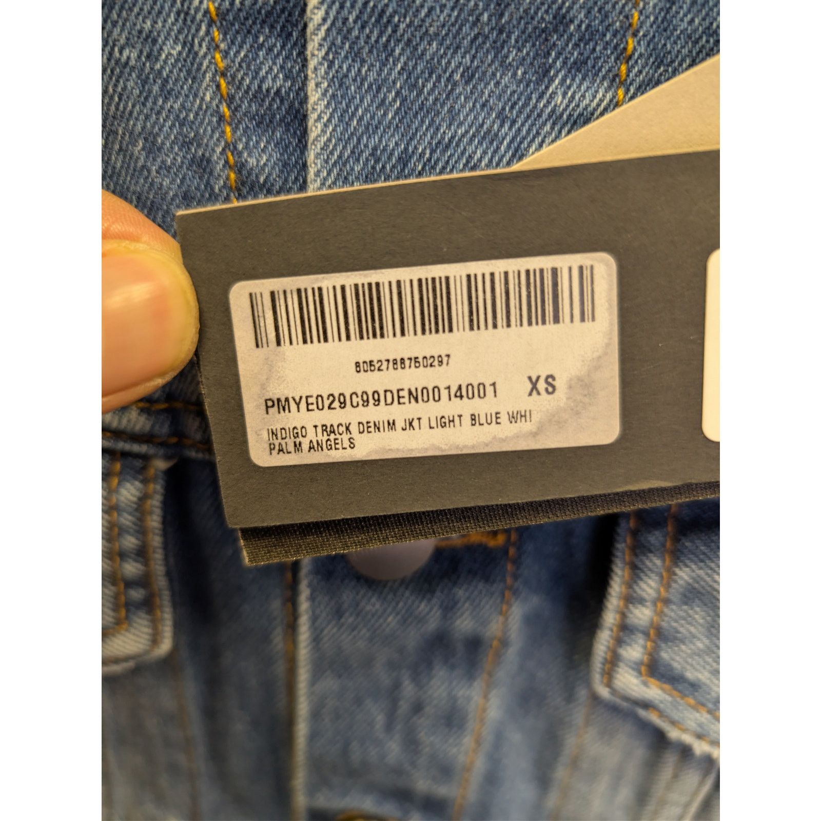 Palm Angels o1rshd1 Indigo Track Denim Jacket in Light Blue / White Size US XS / EU 42 / 0 - 23 Thumbnail