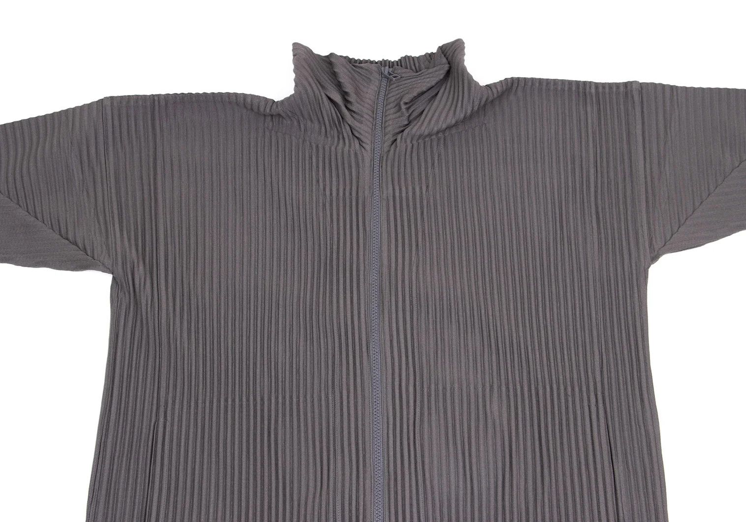 Issey Miyake Pleated Double Zip Jacket in Gray Size 3 Size US L / EU 52-54 / 3 - 3 Thumbnail