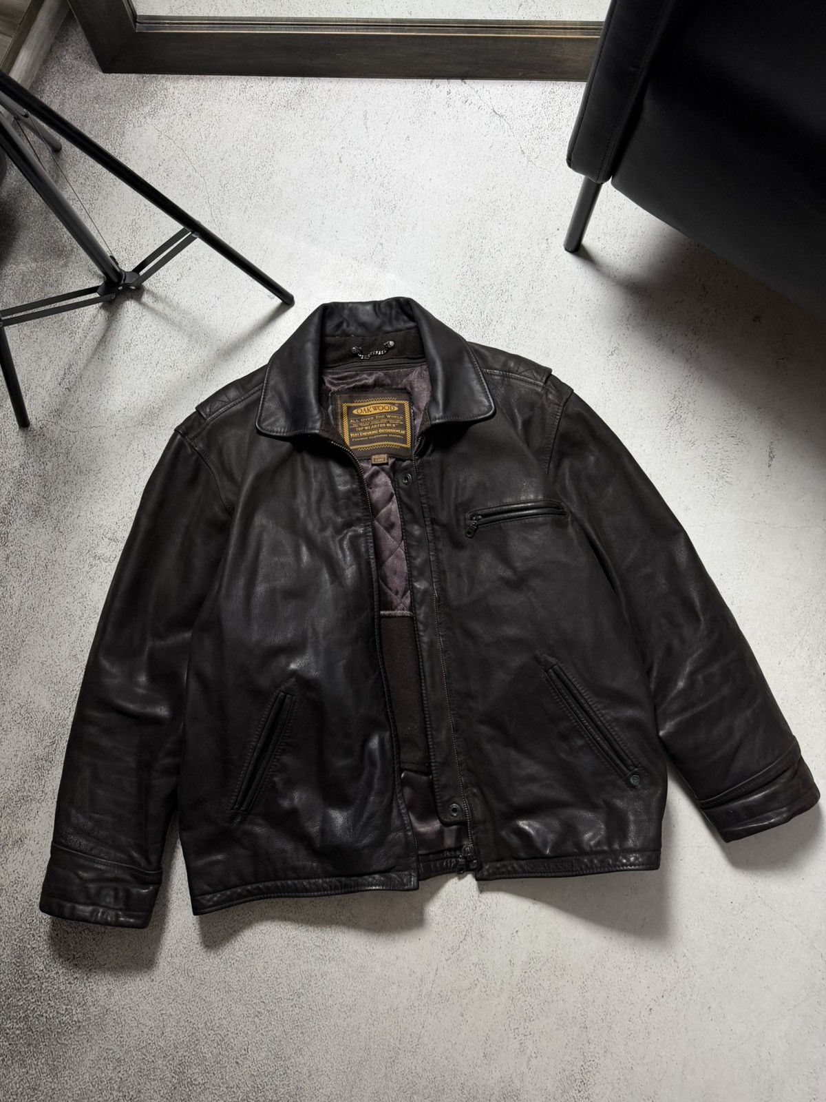 Genuine Leather Oakwood Vintage Real Leather USA Black Jacket Size US XL / EU 56 / 4 - 1 Thumbnail