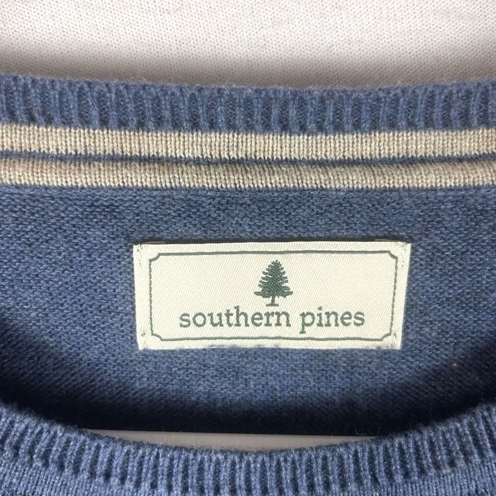 Vintage Southern Pines Mens XL Blue Long Sleeve Crew Neck Golf Sweater Pullover Casual Knit Cotton Size US XL / EU 56 / 4 - 3 Thumbnail