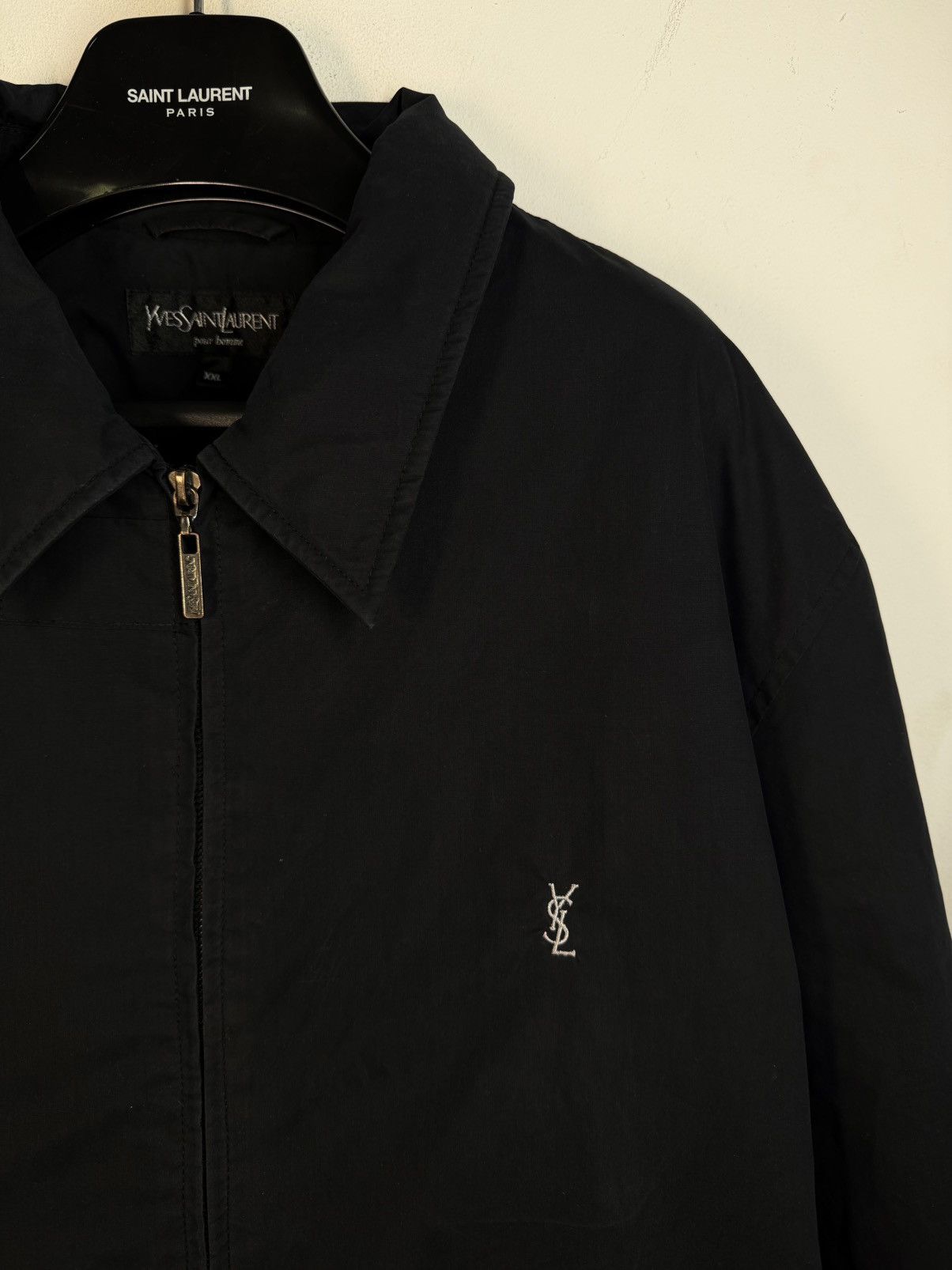 Yves Saint Laurent Black Warm YSL Jacket Bomber Zip Up Collar Vintage Logo y2k Size US XXL / EU 58 / 5 - 2 Thumbnail