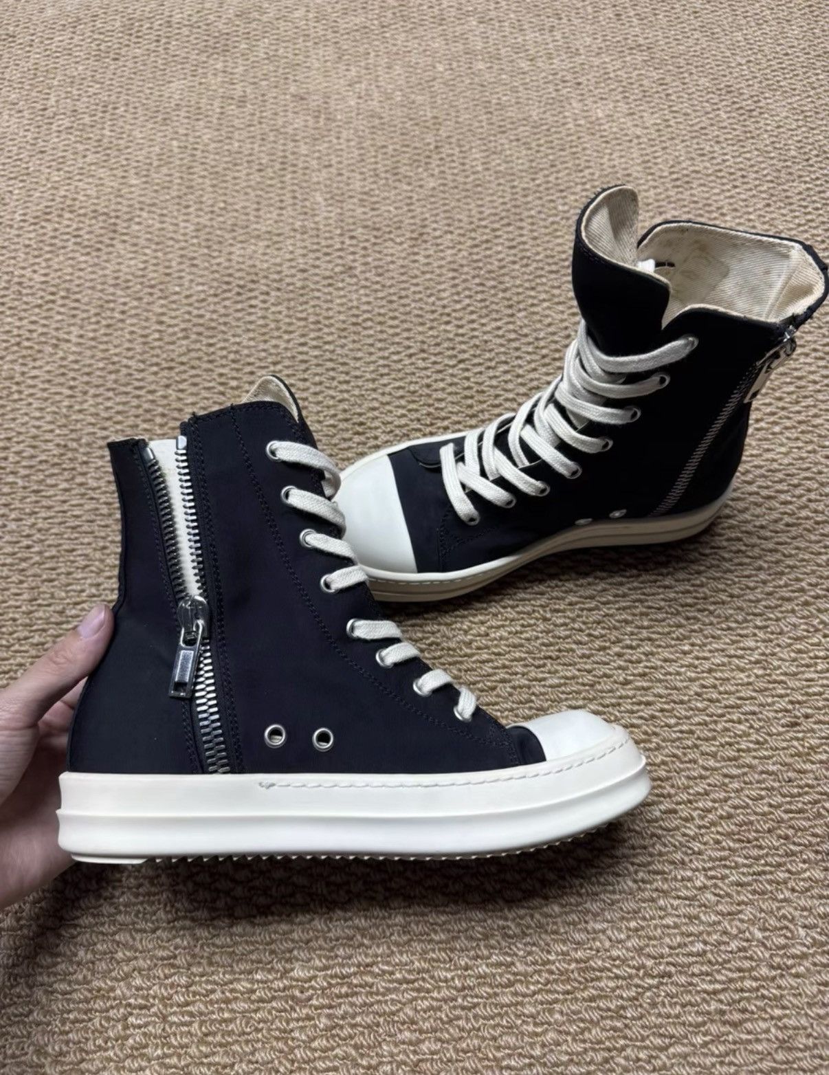 Rick Owens Rick Owens DRKSHDW High Top Satin Sneakers K37 Size US 6 / EU 39 - 8 Thumbnail