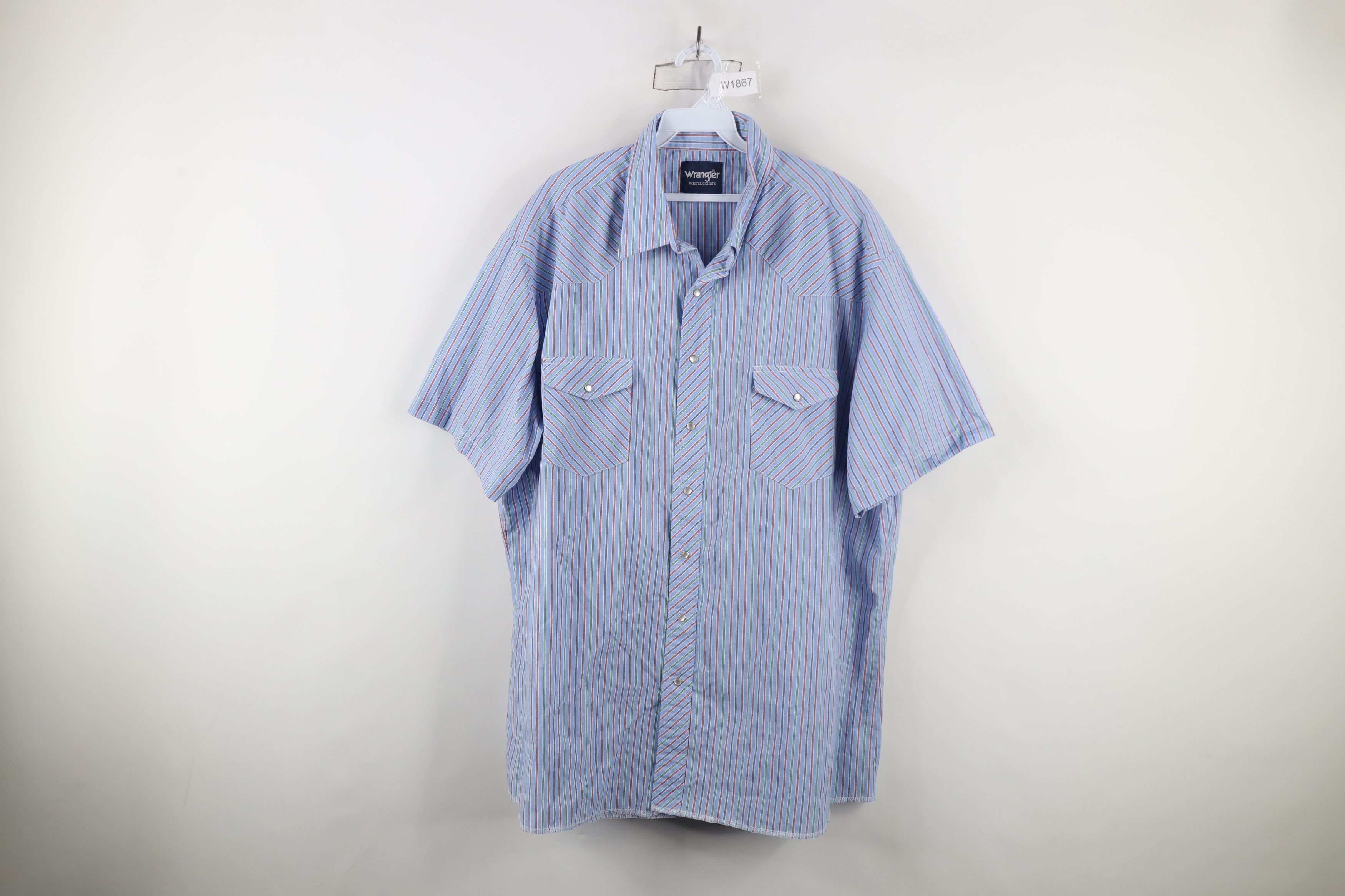 Vintage × Wrangler Vintage 90s Wrangler Striped Western Snap Button Shirt Size US XXL / EU 58 / 5 - 1 Thumbnail
