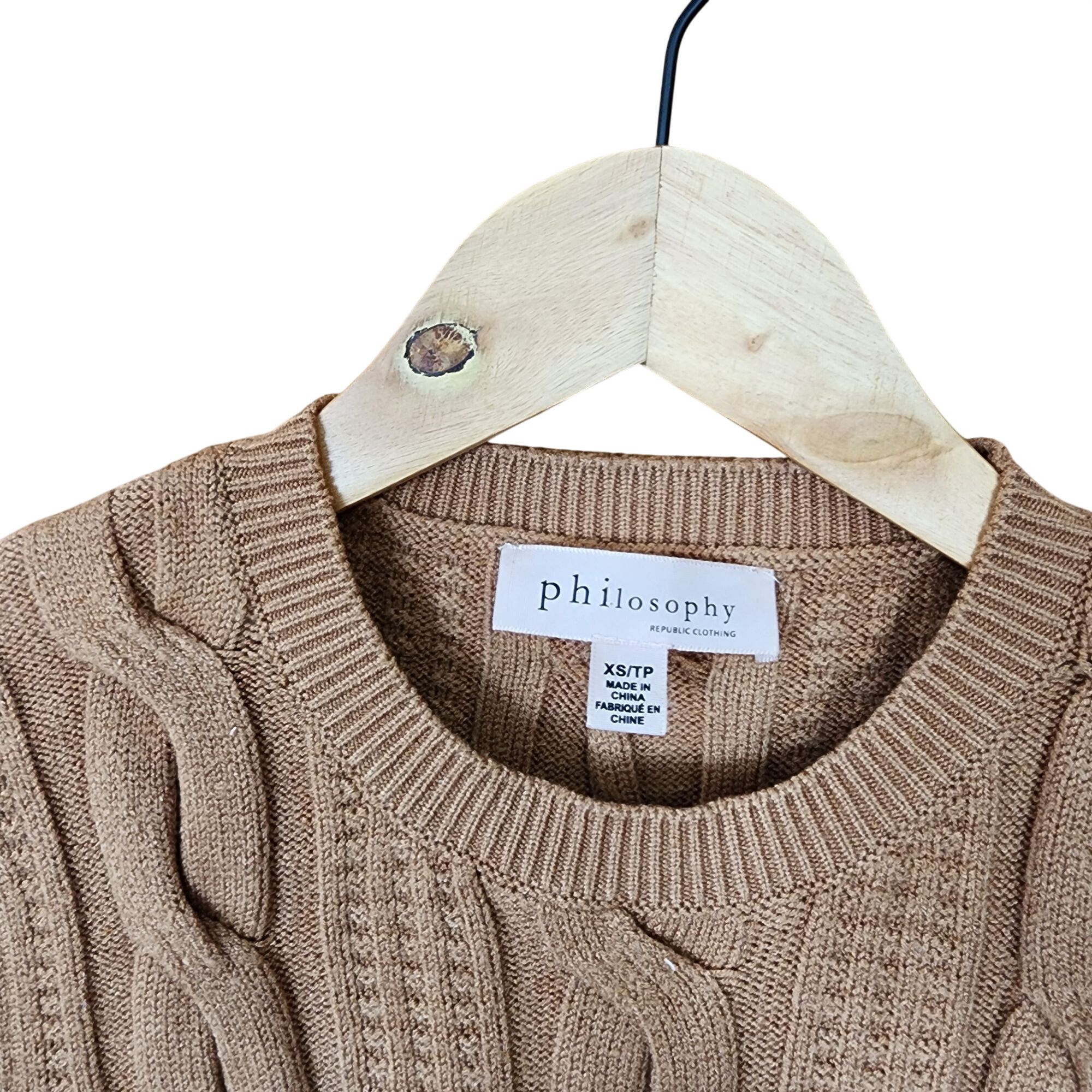 Philosophy di Lorenzo Serafini Philosophy Republic Clothing Beige Cable Knit Sweater XS Wom Size XS / US 0-2 / IT 36-38 - 3 Thumbnail